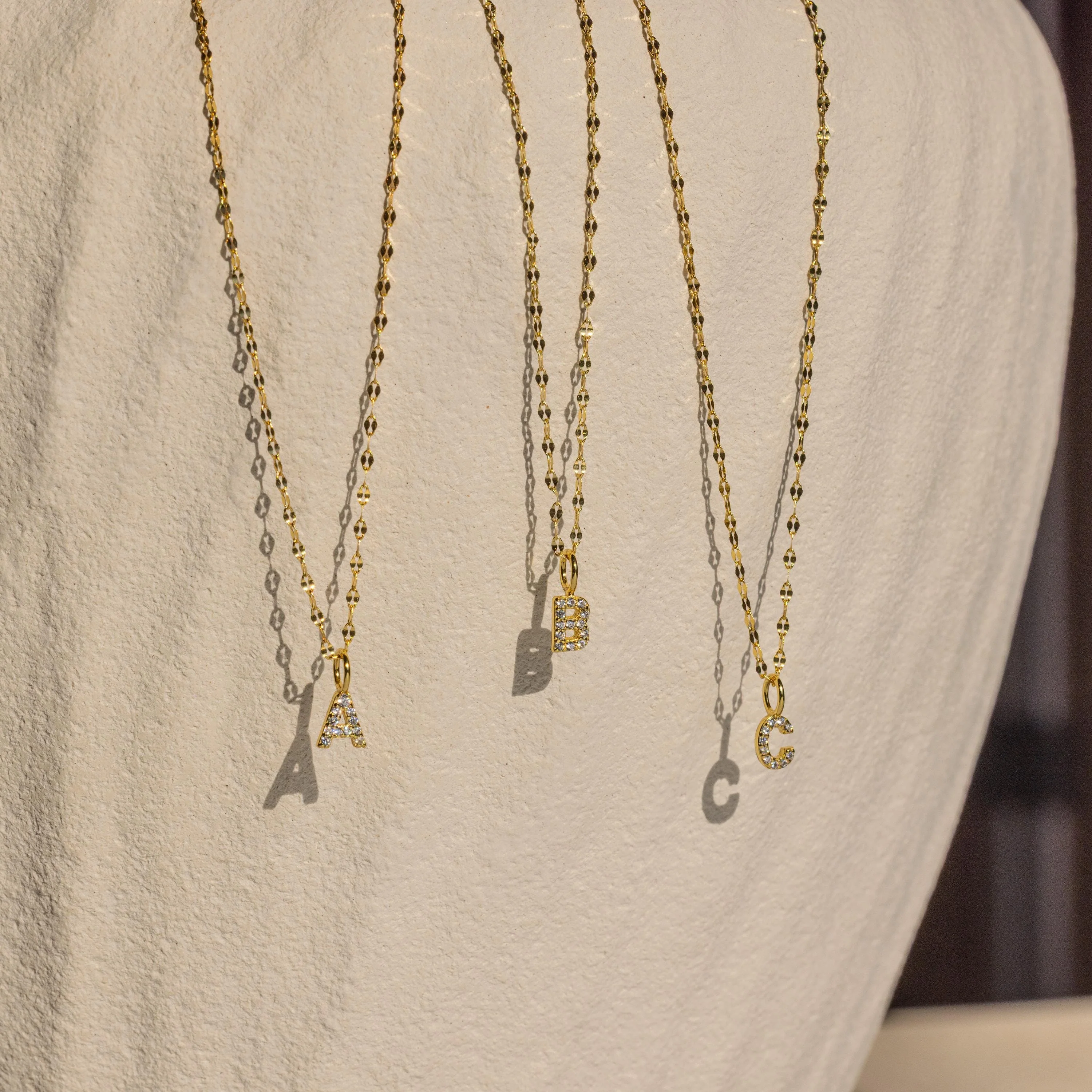 Dainty Pave Letter Necklace in 18K Gold - Image 7