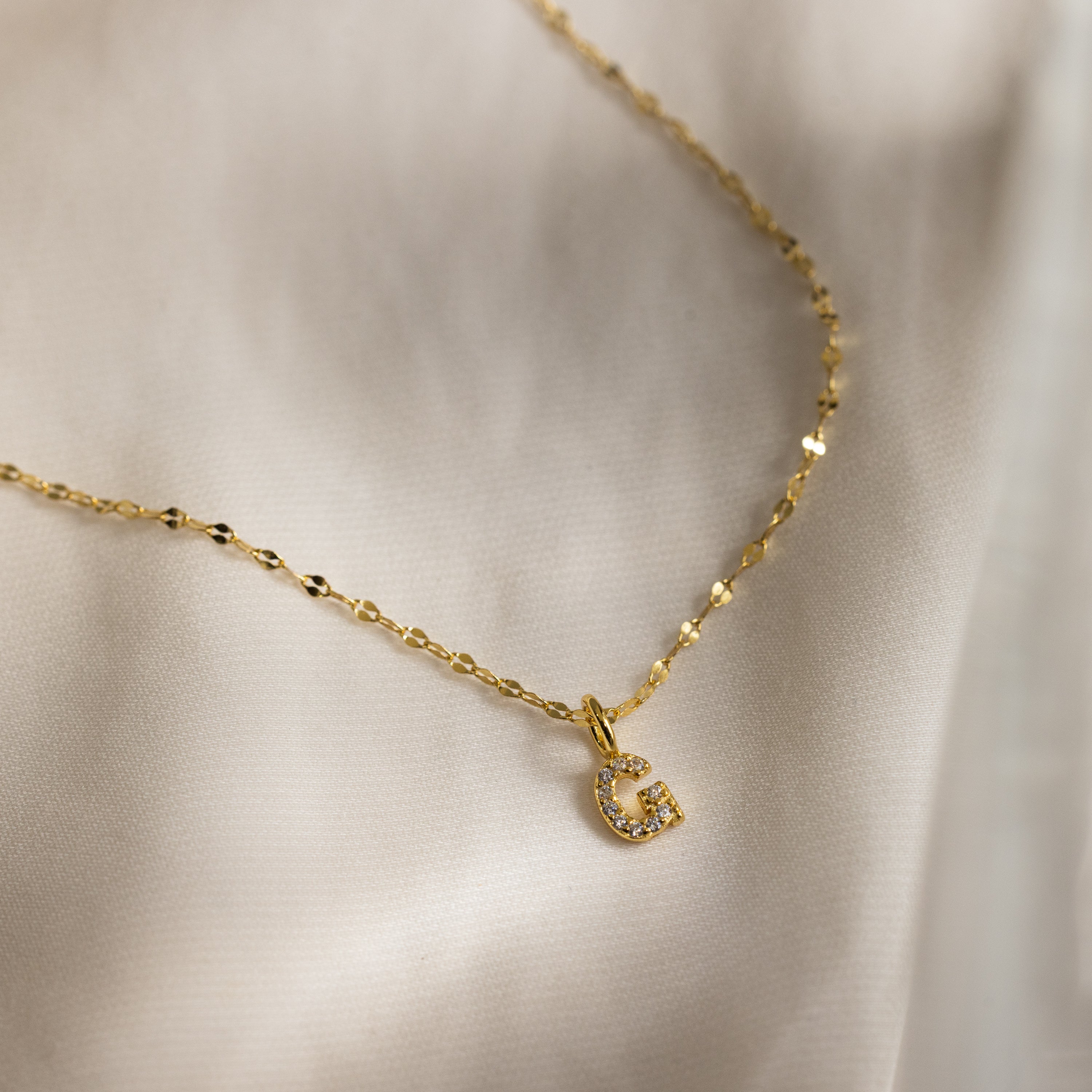 Dainty Pave Letter Necklace in 18K Gold - Image 15