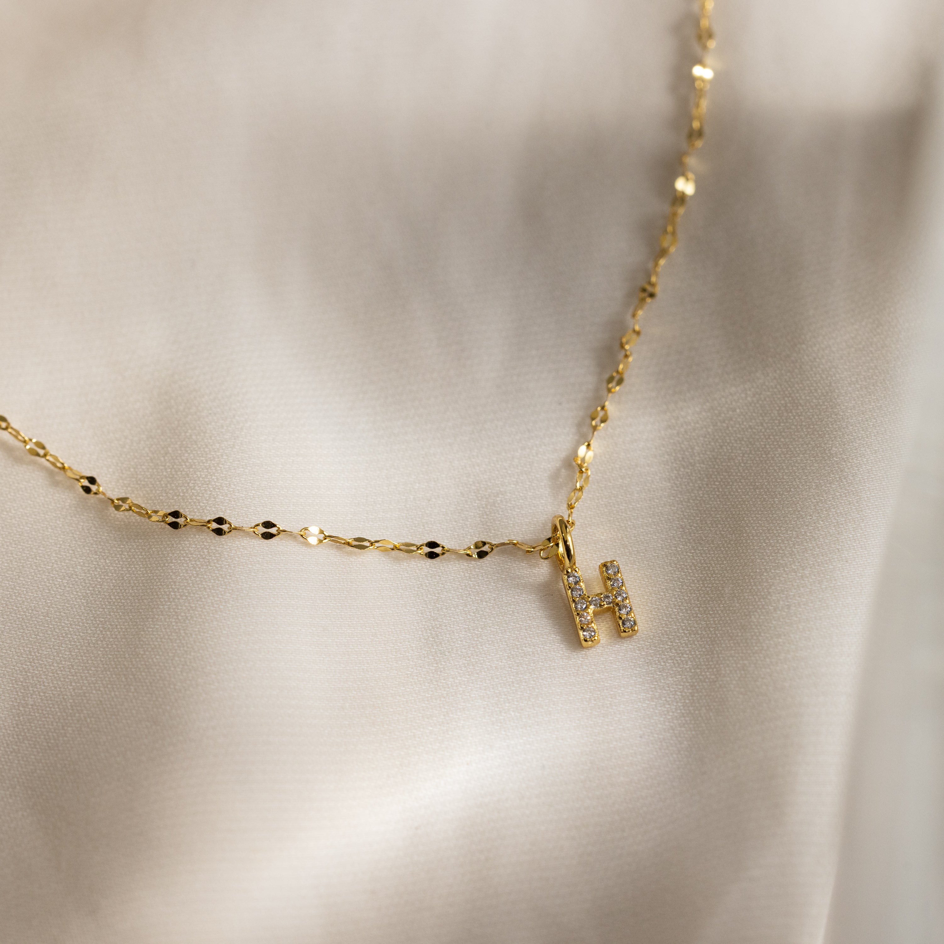 Dainty Pave Letter Necklace in 18K Gold - Image 16
