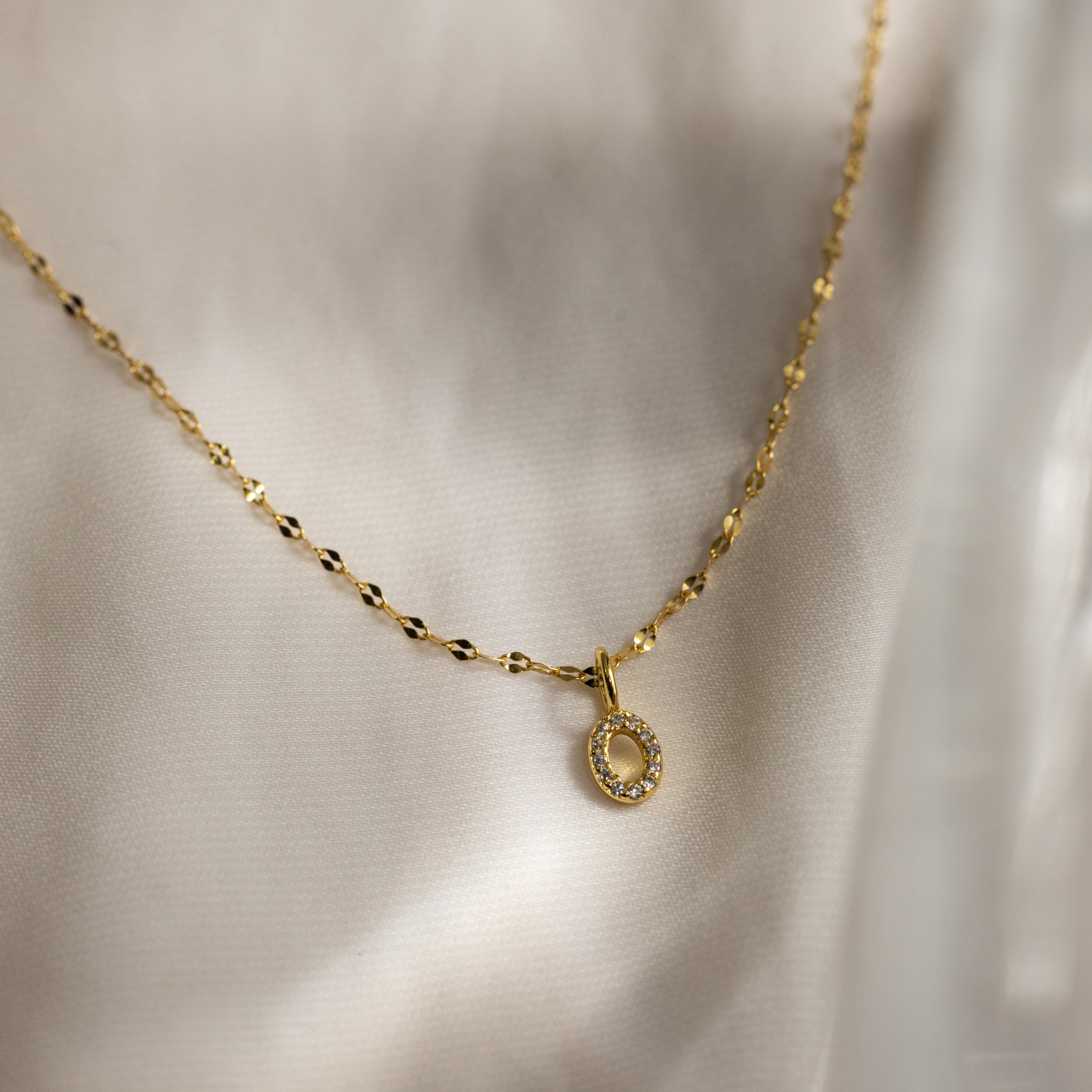 Dainty Pave Letter Necklace in 18K Gold - Image 23