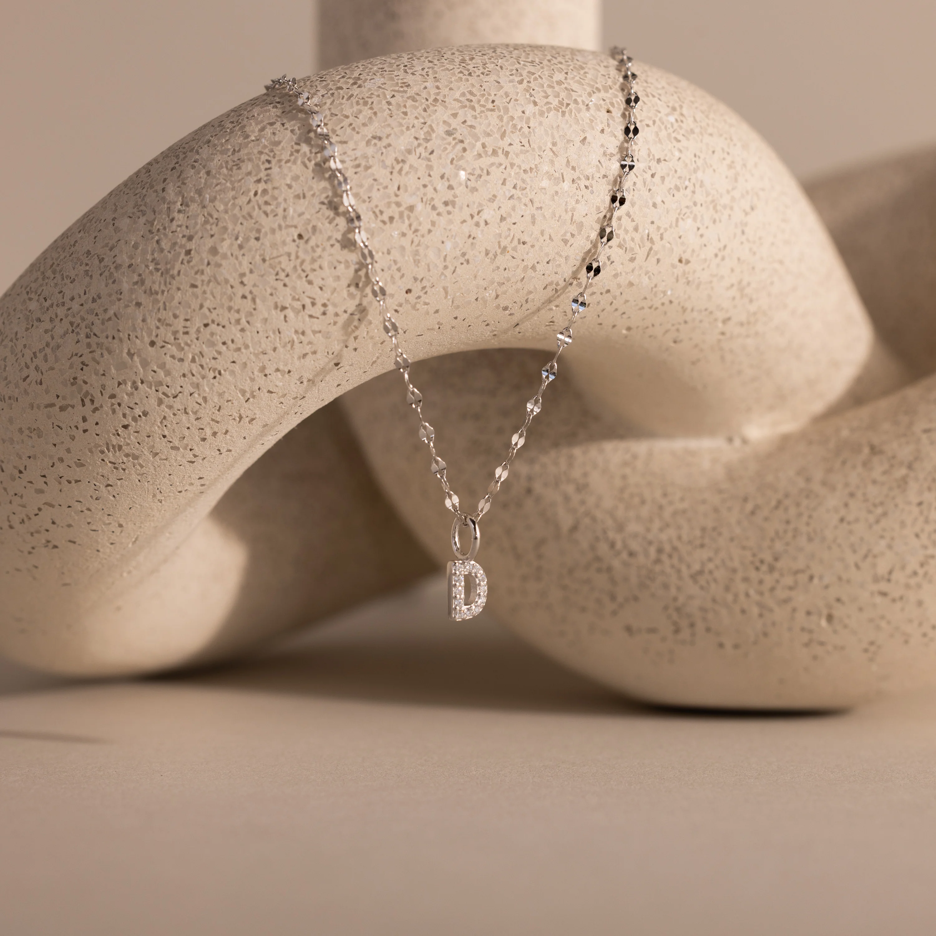 Dainty Pave Letter Necklace in Silver - Image 8