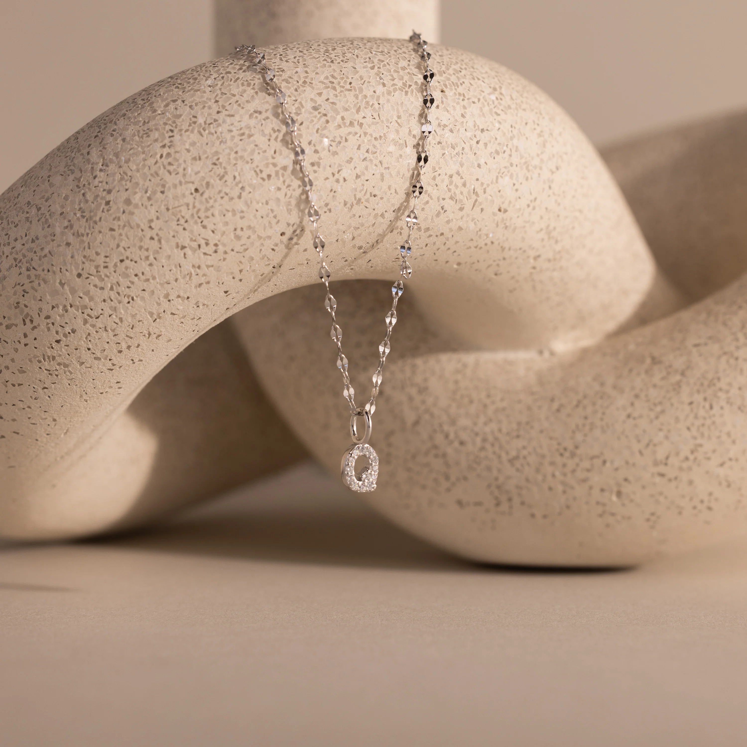 Dainty Pave Letter Necklace in Silver - Image 21