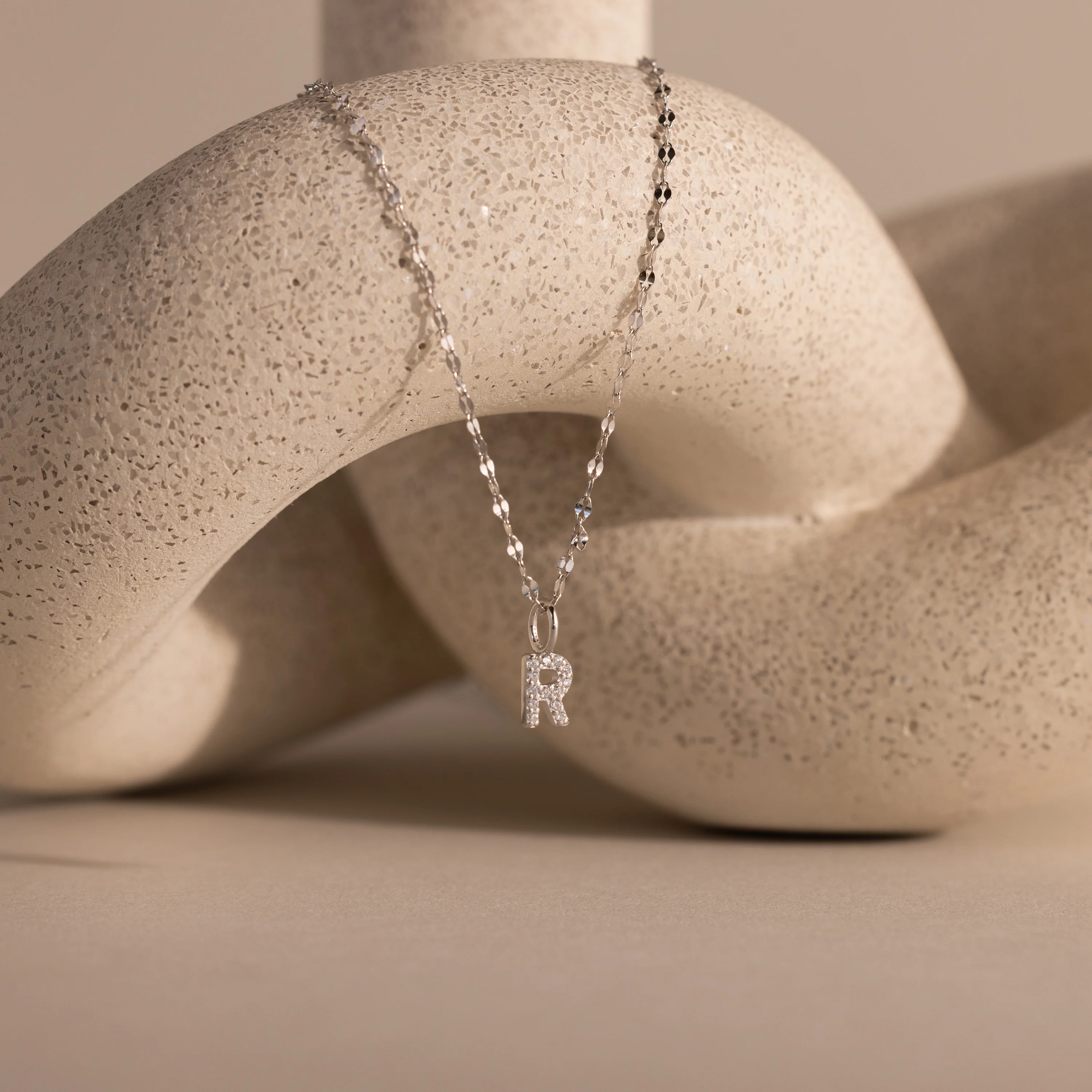 Dainty Pave Letter Necklace in Silver - Image 22