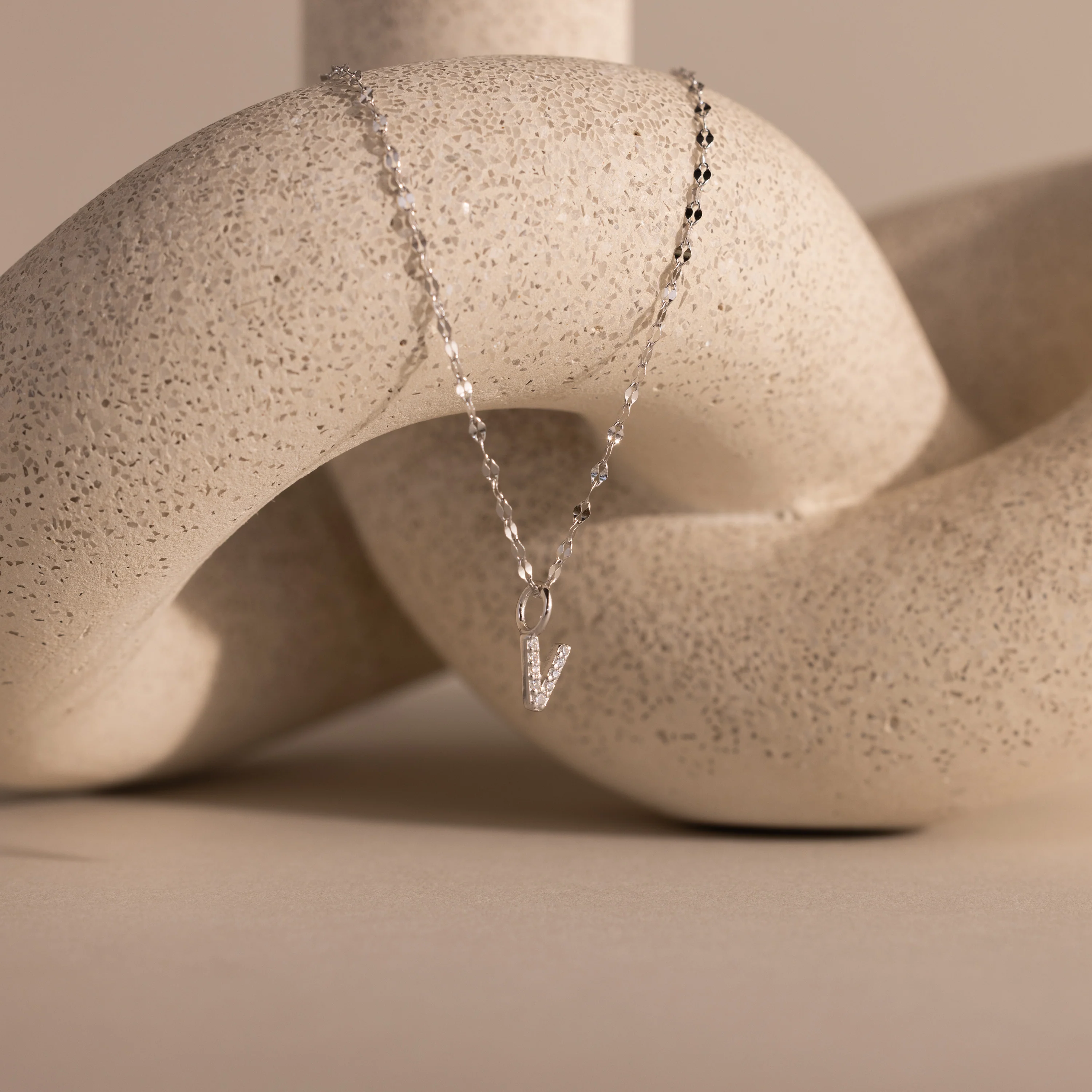 Dainty Pave Letter Necklace in Silver - Image 26