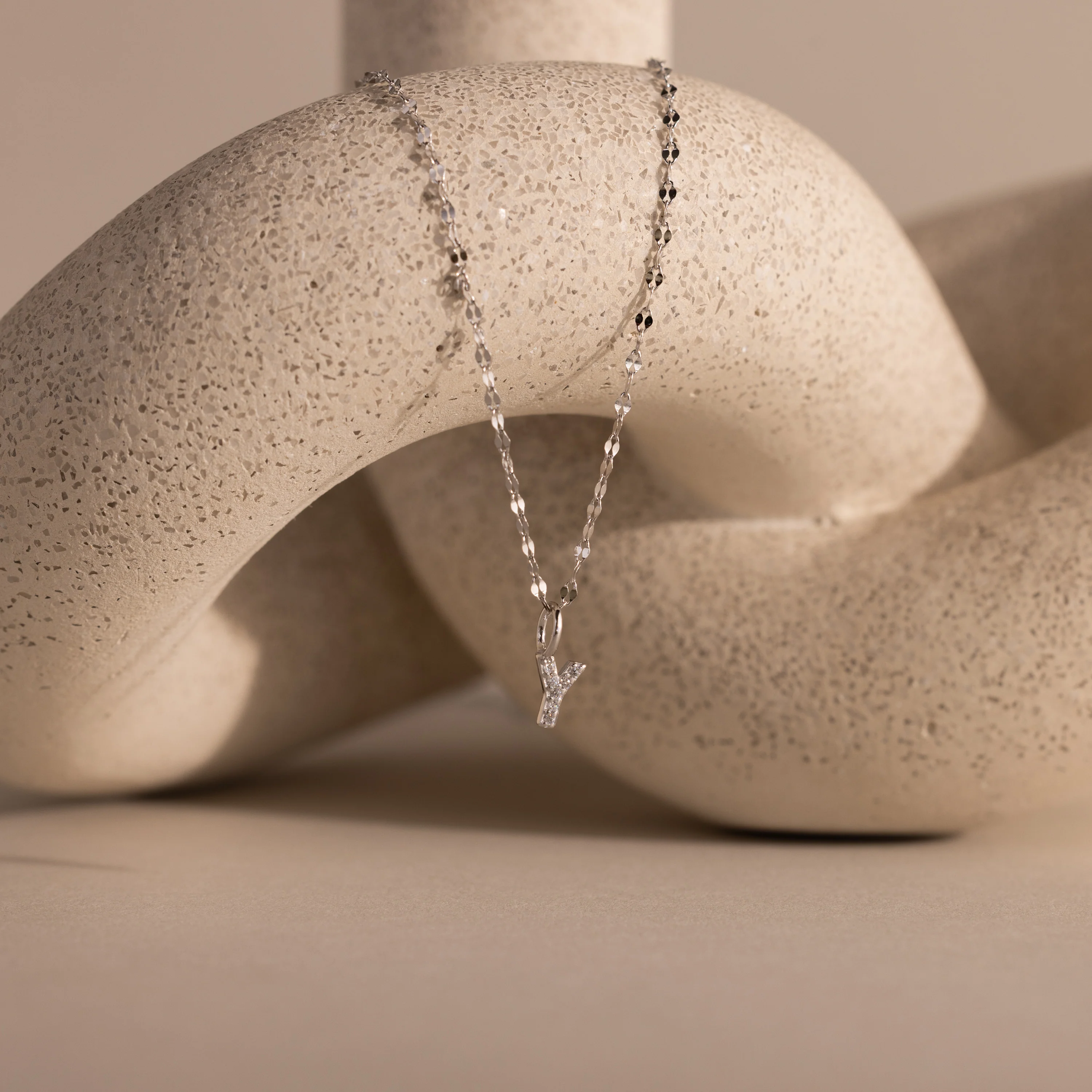Dainty Pave Letter Necklace in Silver - Image 29