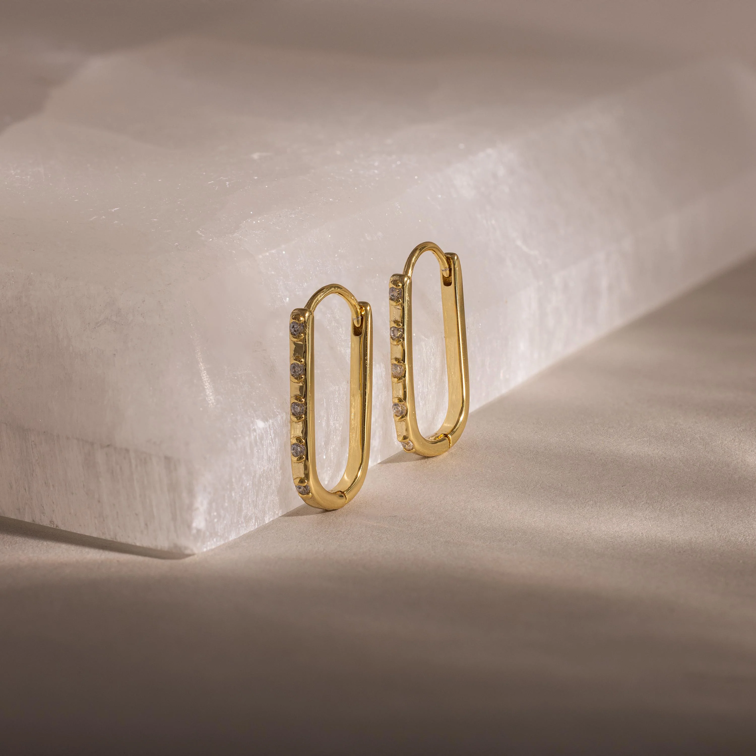 Dainty Pave Link Earrings in 18K Gold - Image 5