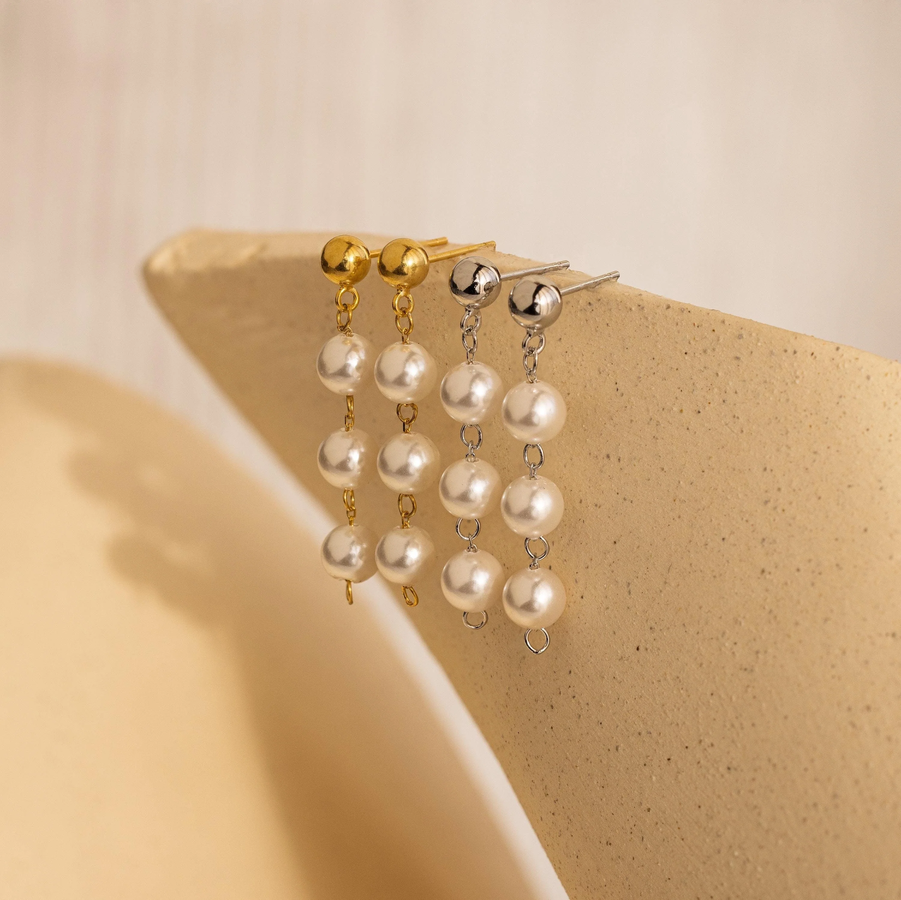 Dainty Pearl Drop Studs - Image 3