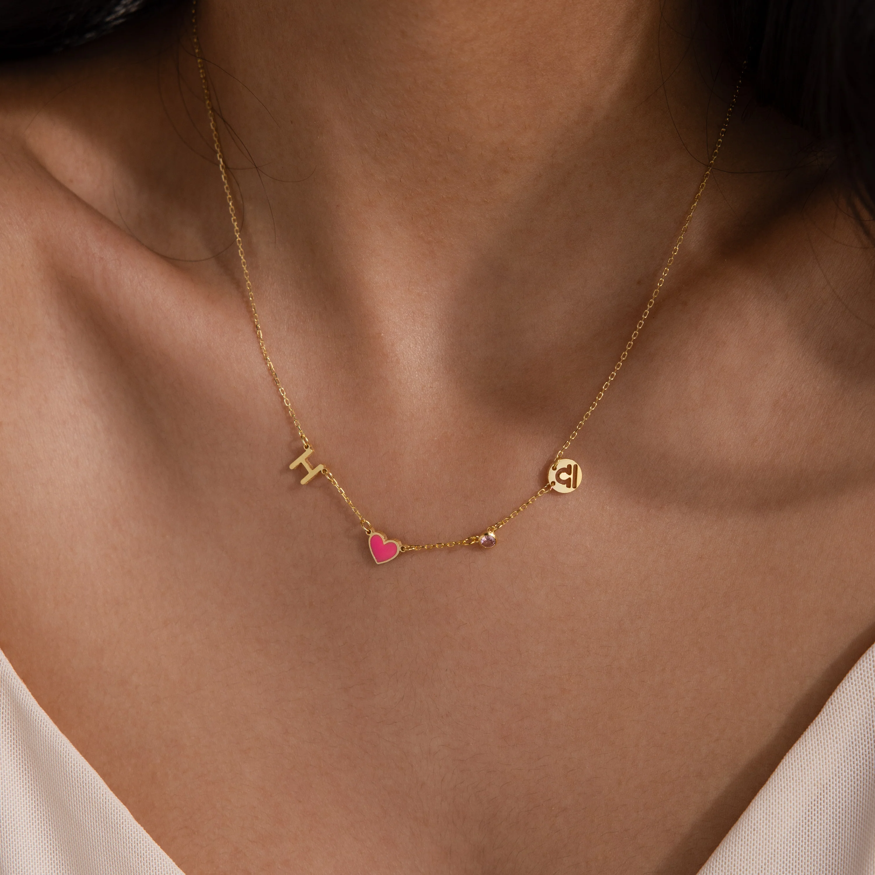 Dainty Space Charm Necklace in 18K Gold - Image 2