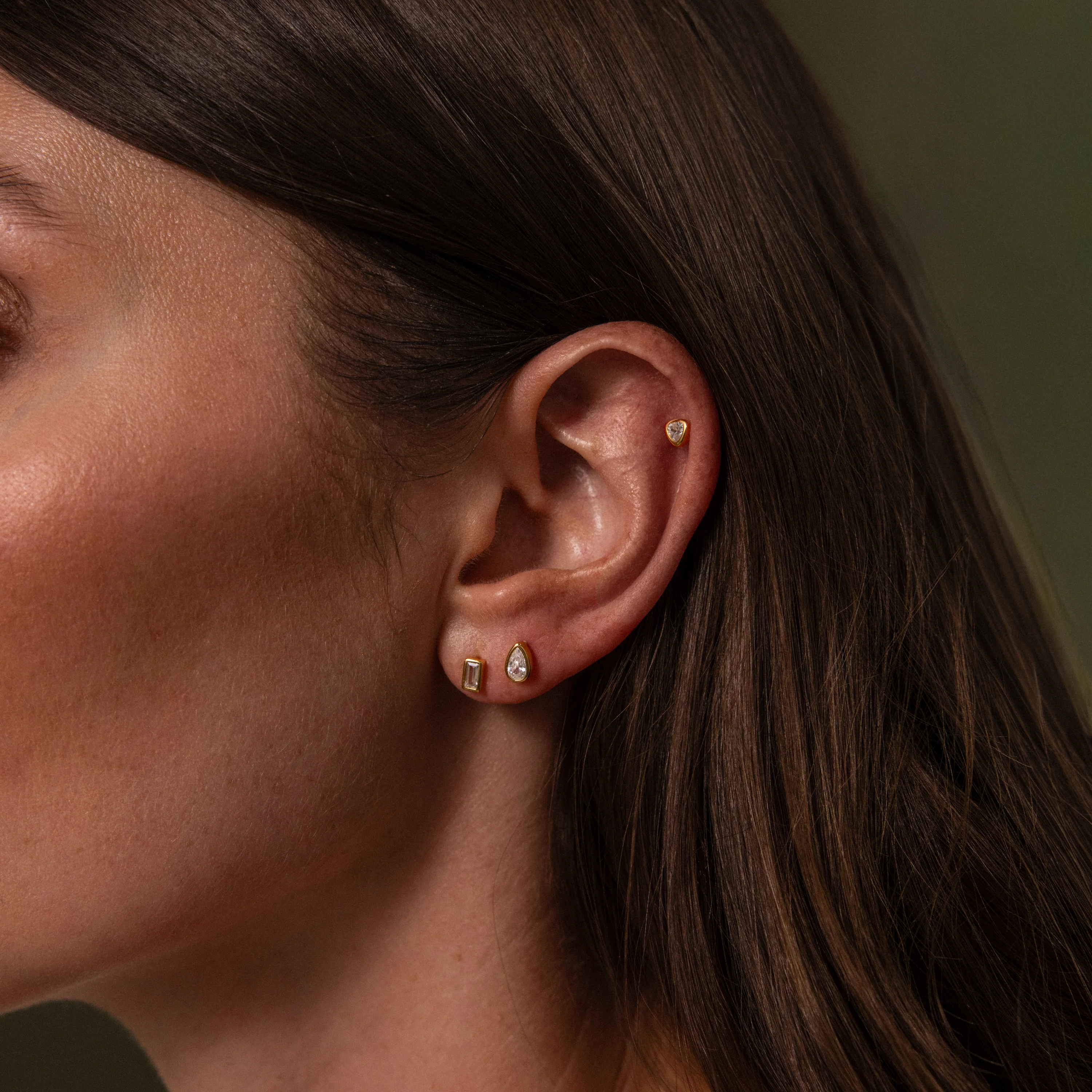 Diamond Bezel Flatback Studs Set - Image 2