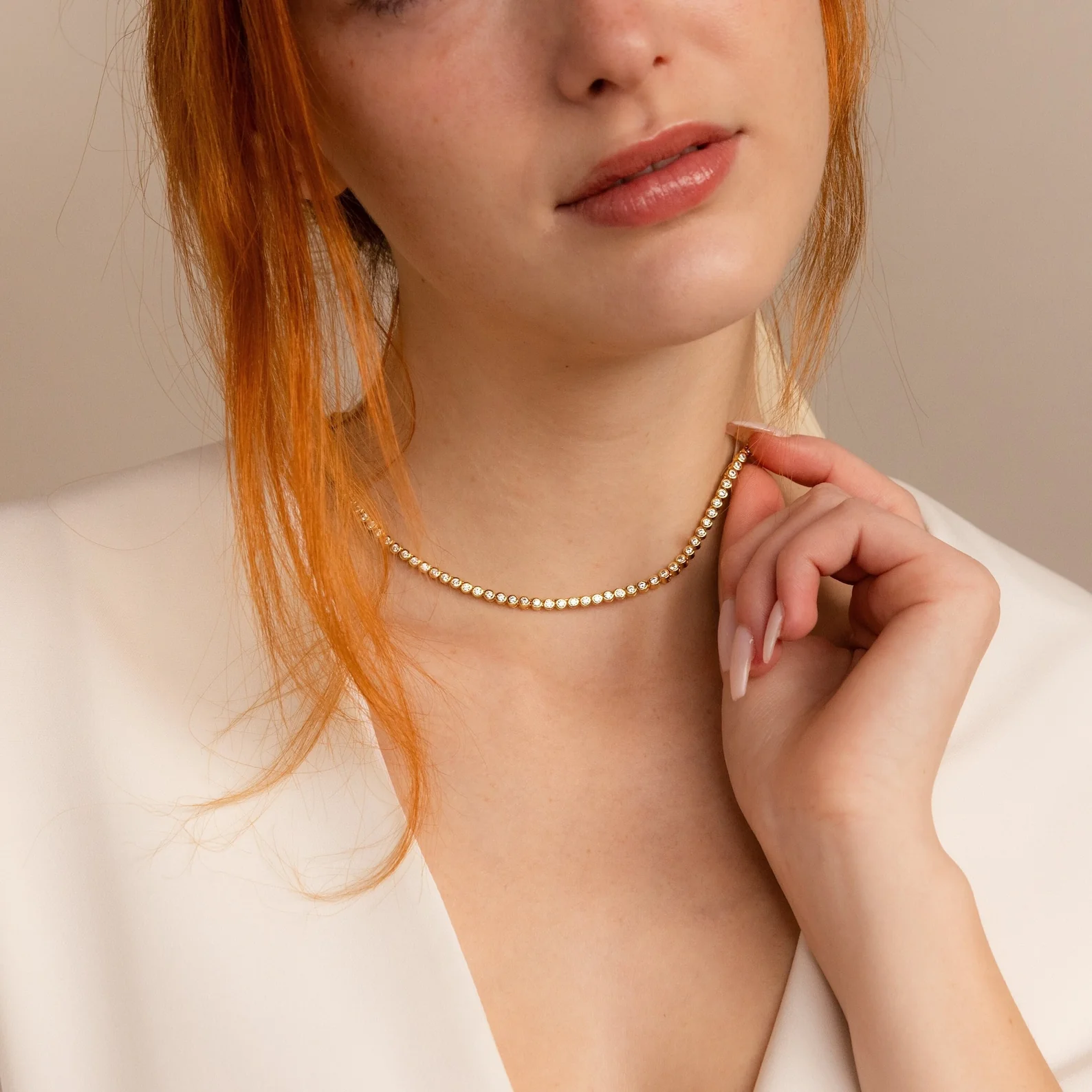 Diamond Bezel Tennis Necklace & Bracelet Set in 18K Gold - Image 4