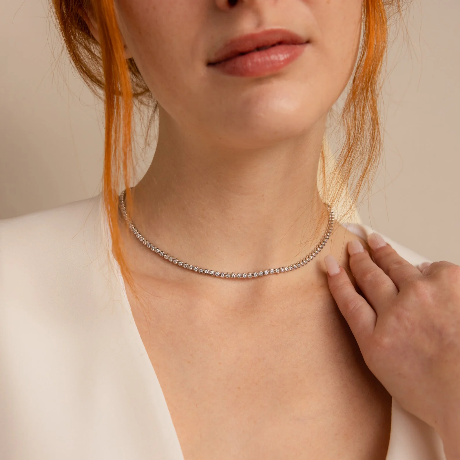 Diamond Bezel Tennis Necklace & Bracelet Set in Silver - Image 3