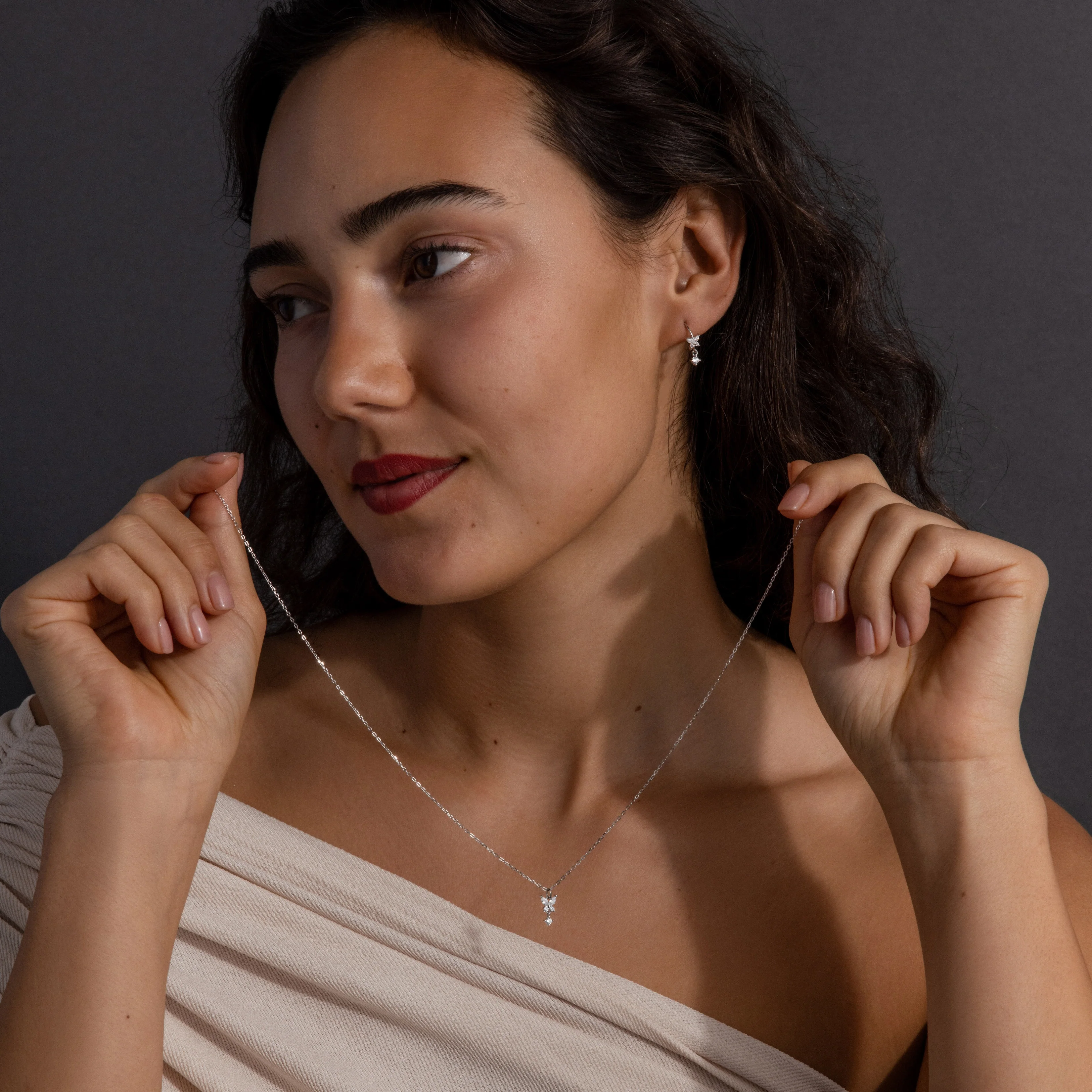 Diamond Butterfly Necklace & Earrings Set - Image 7