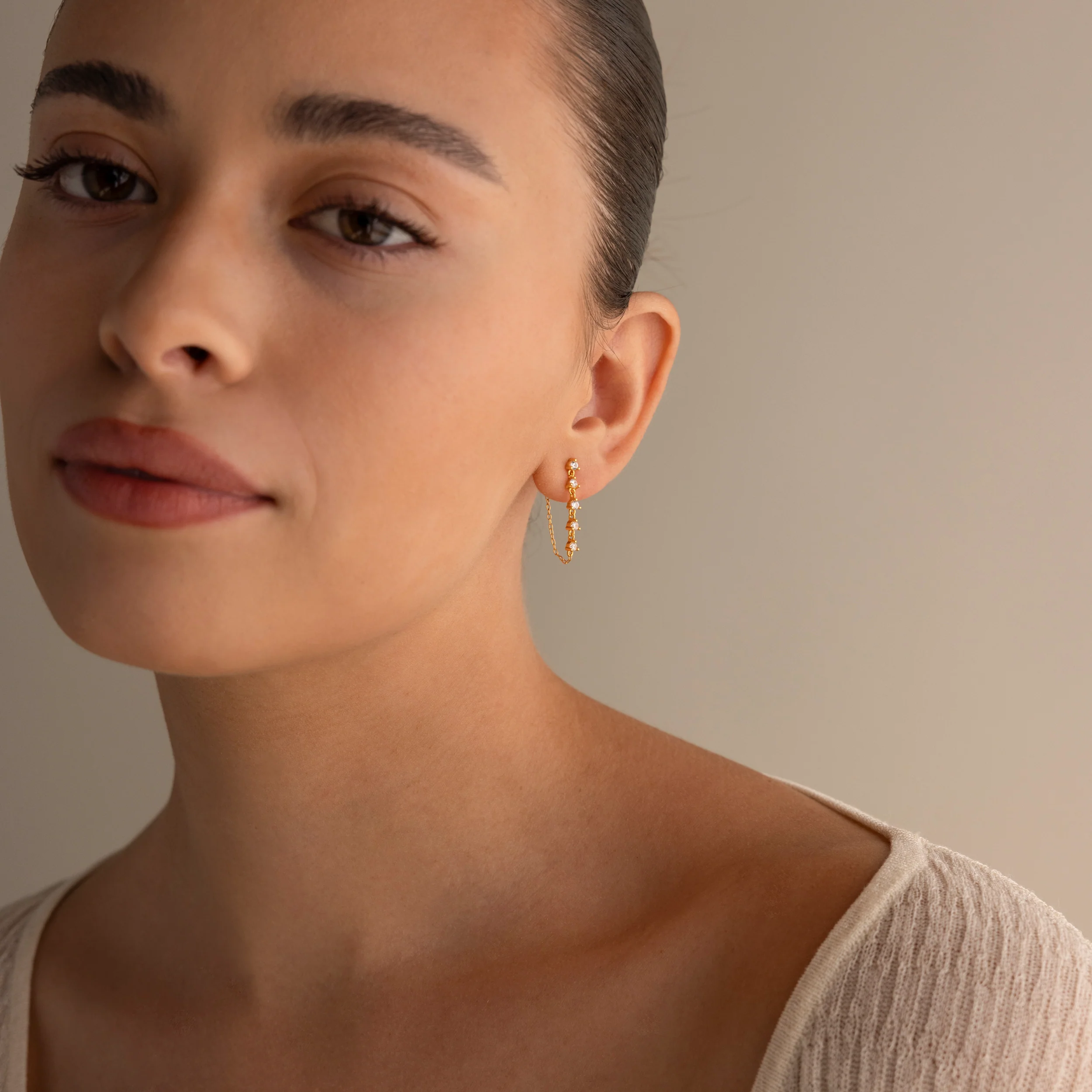 Diamond Chain Drop Earrings - Image 10