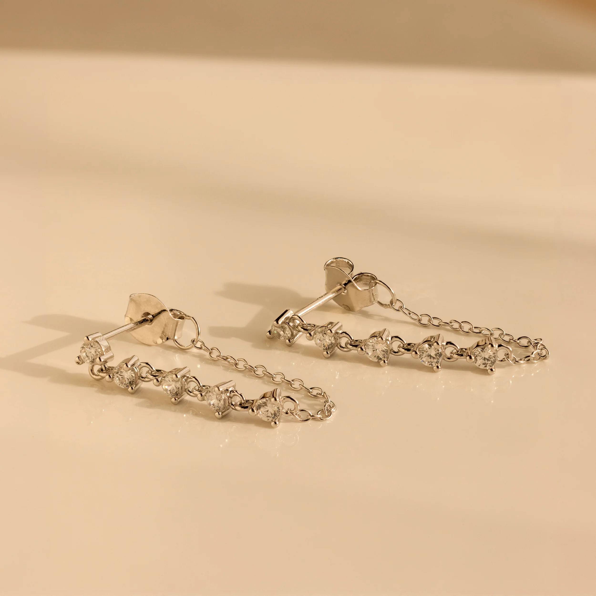 Diamond Chain Drop Earrings - Image 5