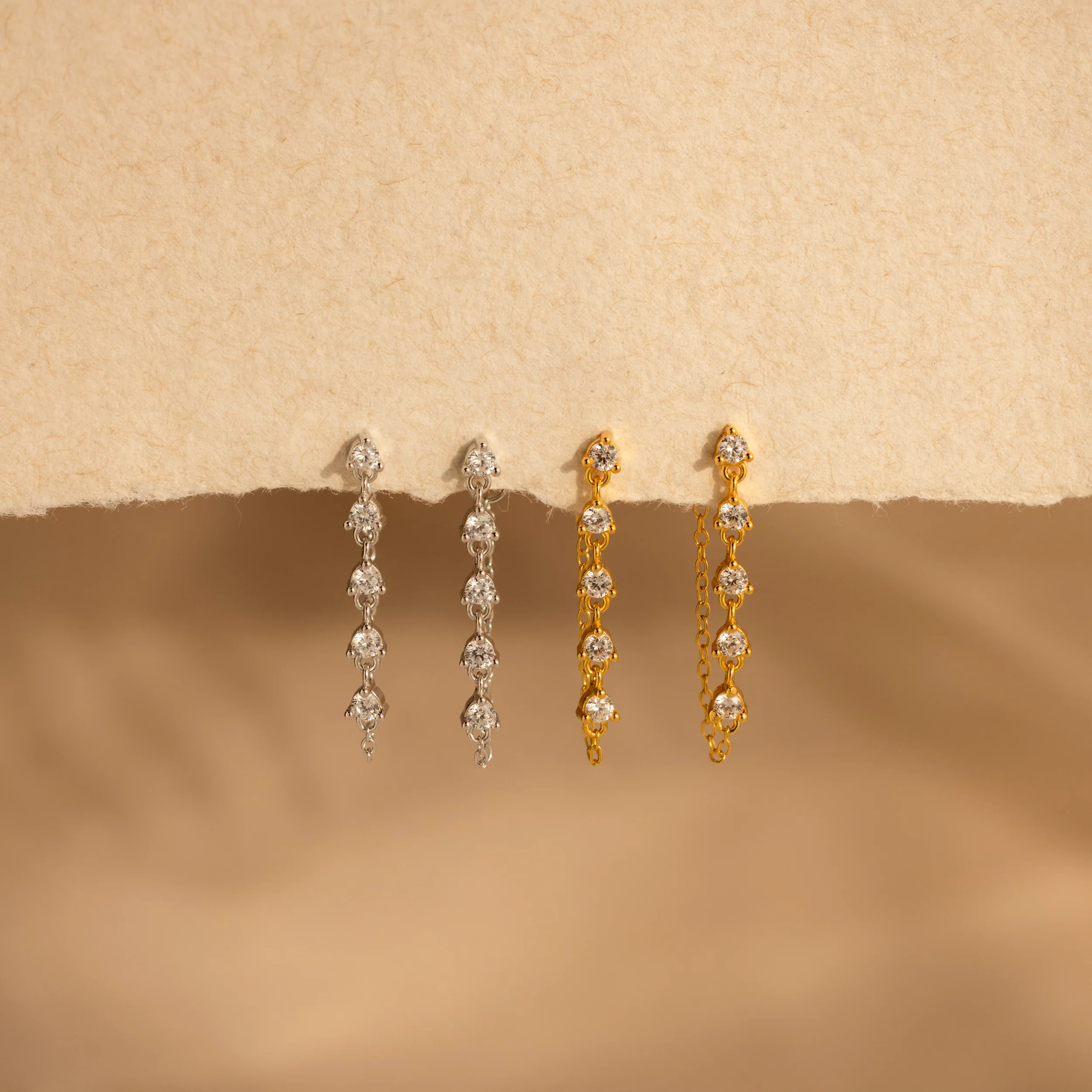 Diamond Chain Drop Earrings - Image 7