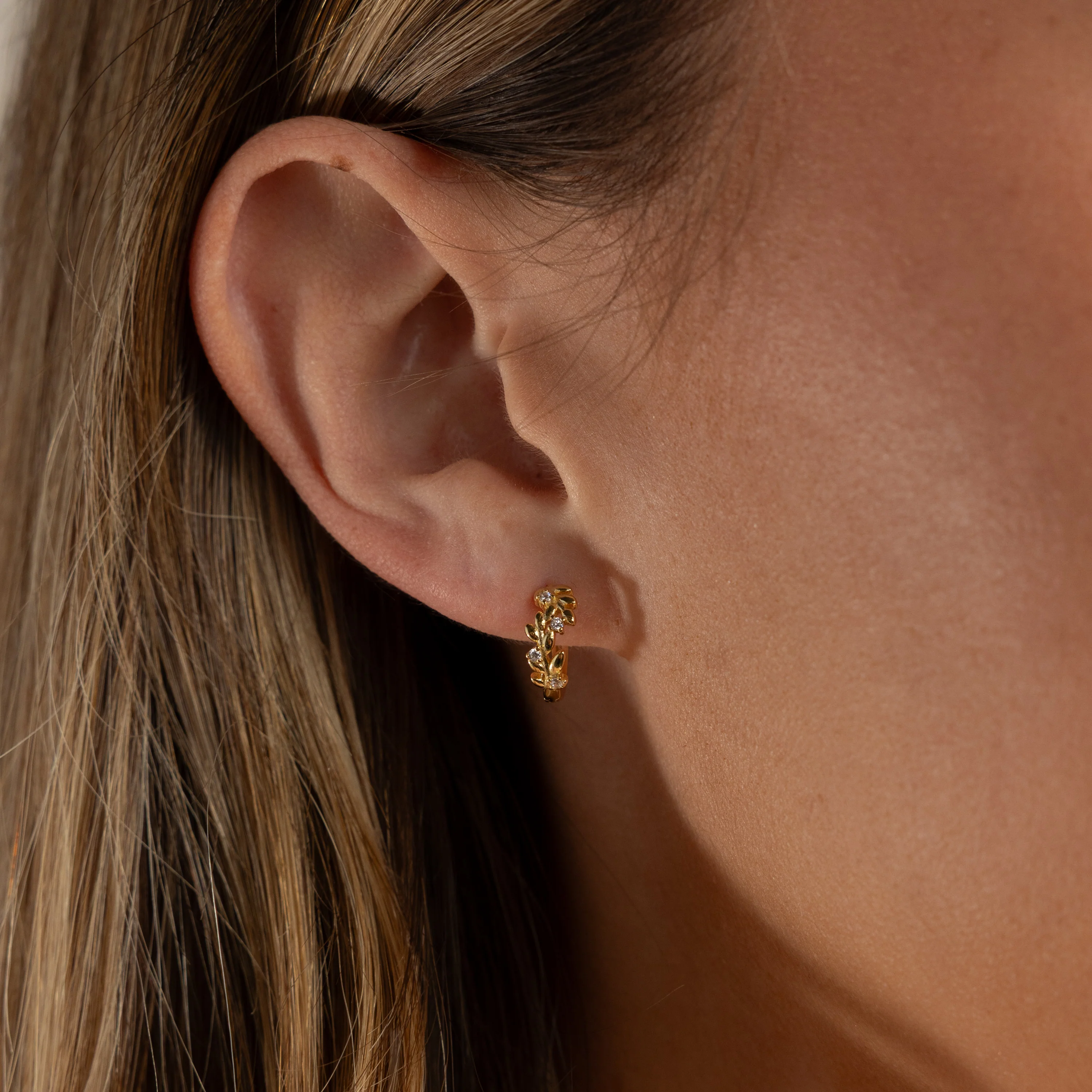 Diamond Leaf Hoops - Image 3
