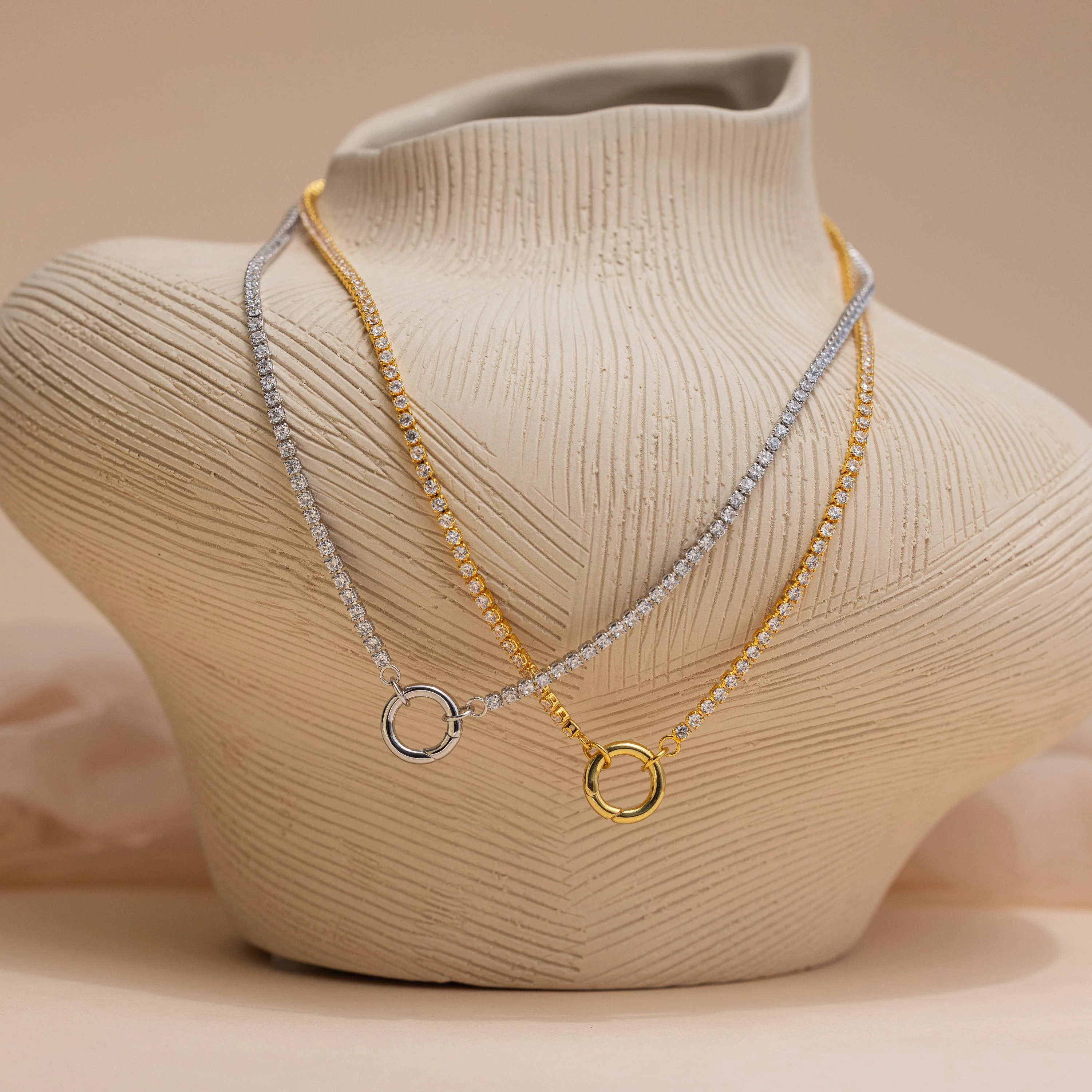 Diamond Tennis Clasp Necklace in Silver - Image 3