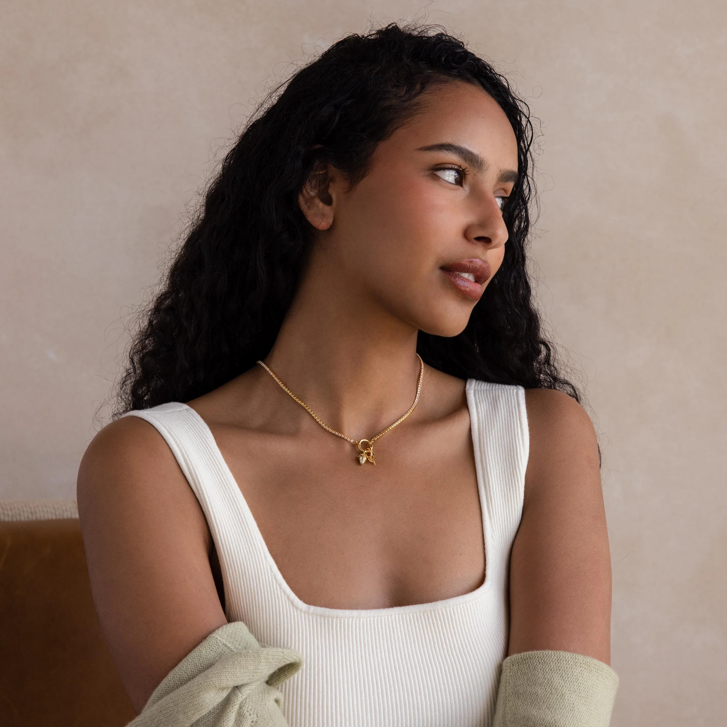 Diamond Tennis Clasp Necklace in Silver - Image 6