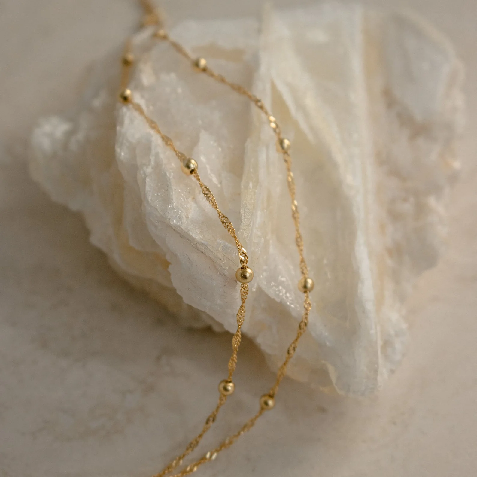 Duo Bead Chain Anklet in 18K Gold - Image 5