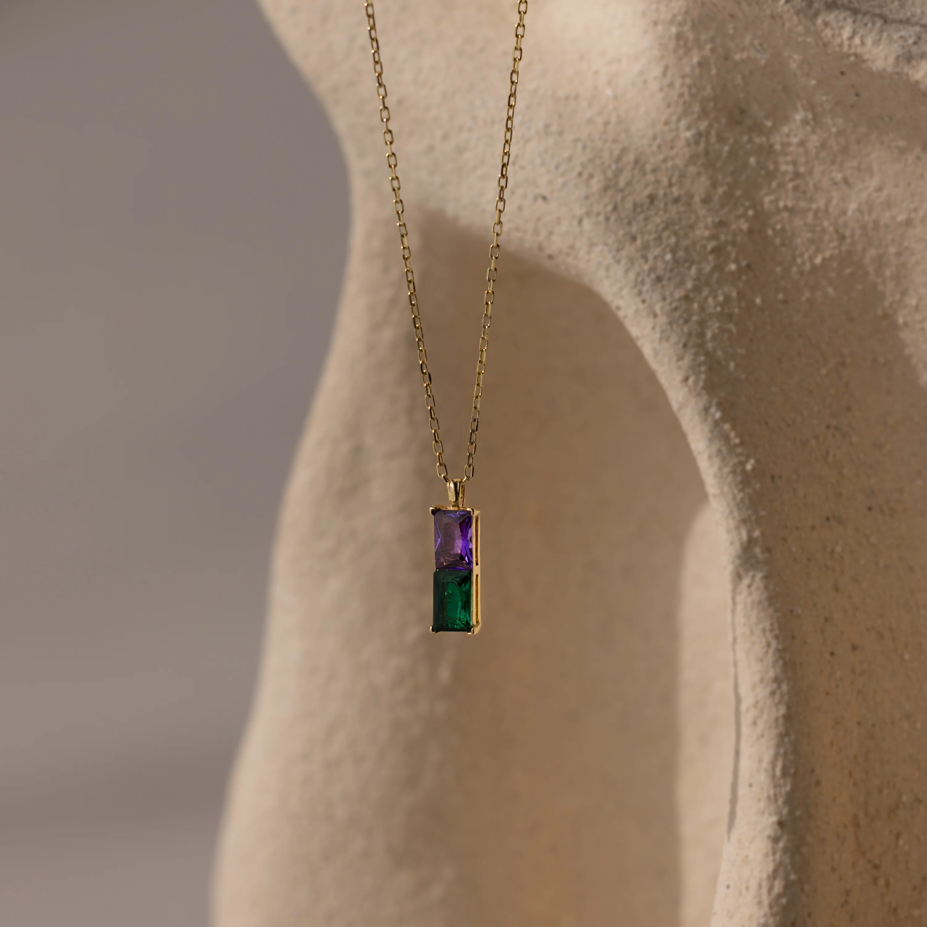 Duo Birthstone Name Necklace in 18K Gold - Image 7