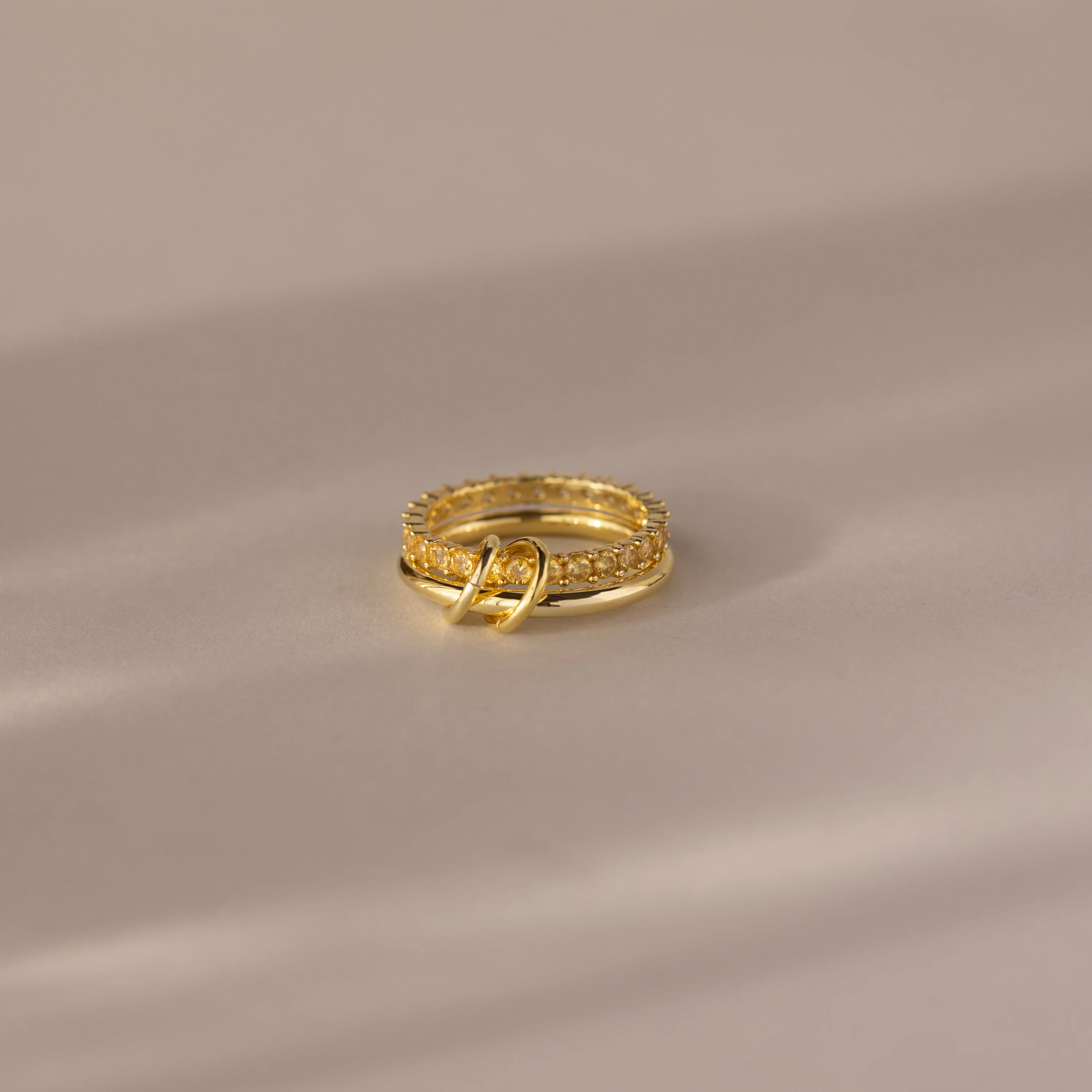 Duo Topaz Tennis Linked Ring Set