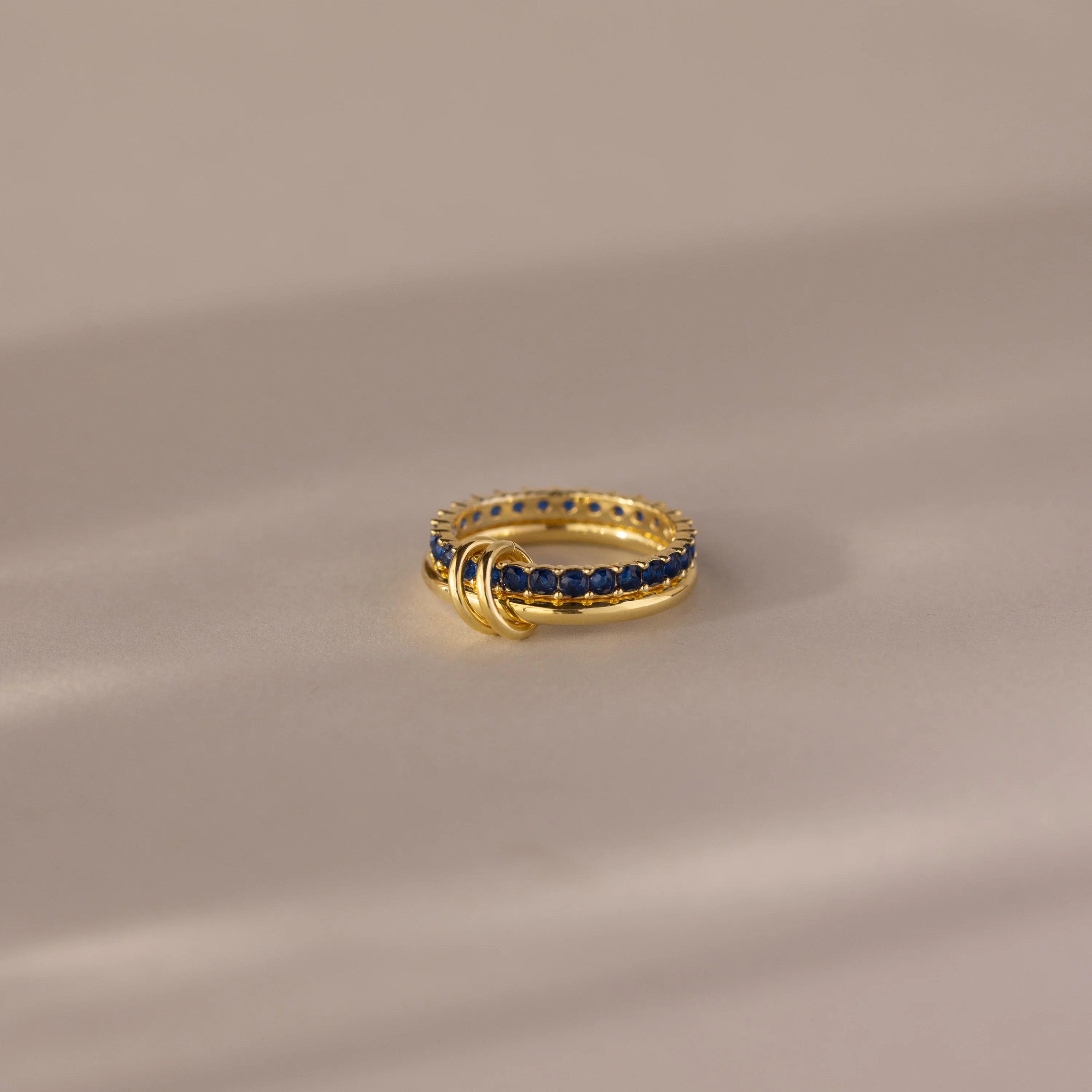 Duo Sapphire Tennis Linked Ring Set
