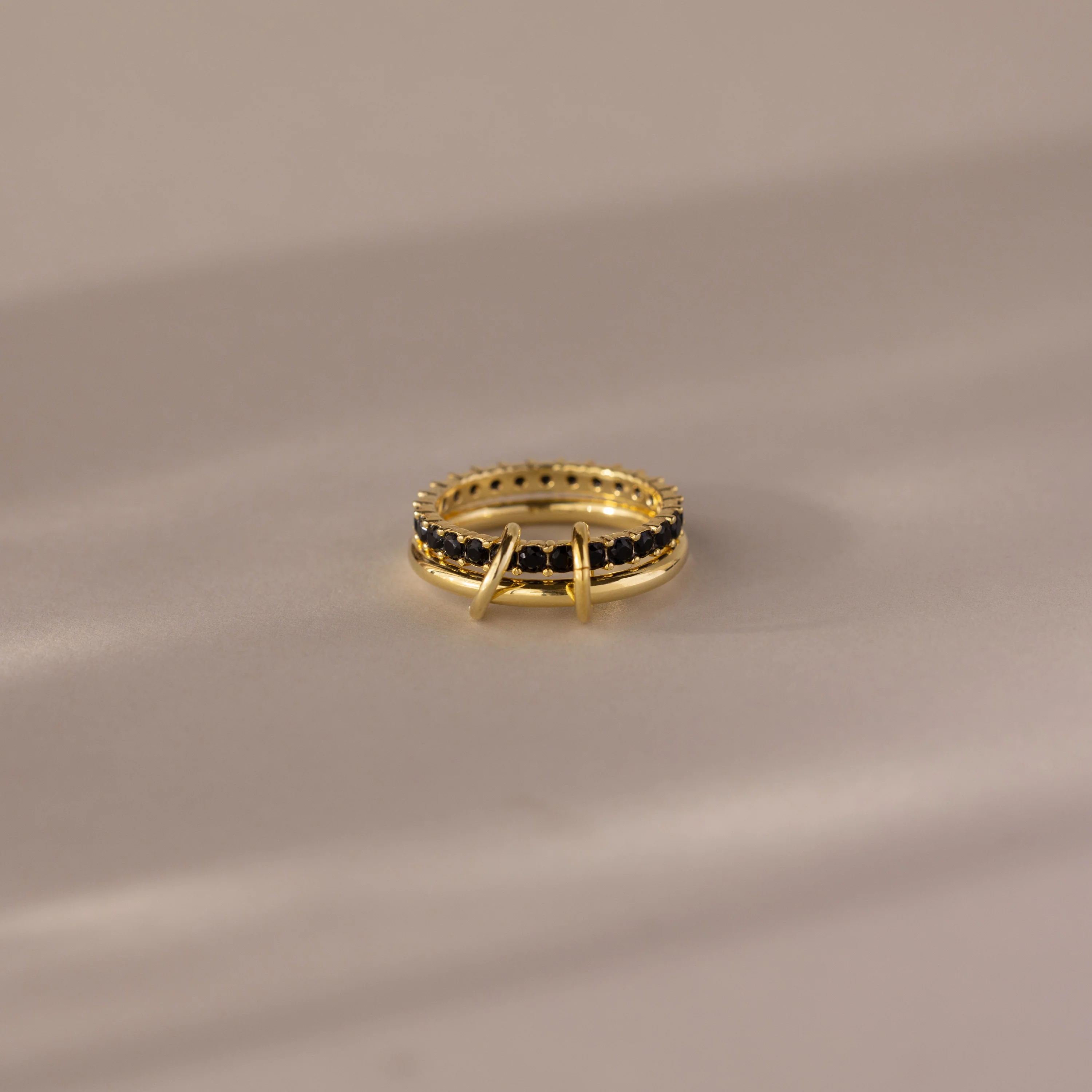 Duo Onyx Tennis Linked Ring Set