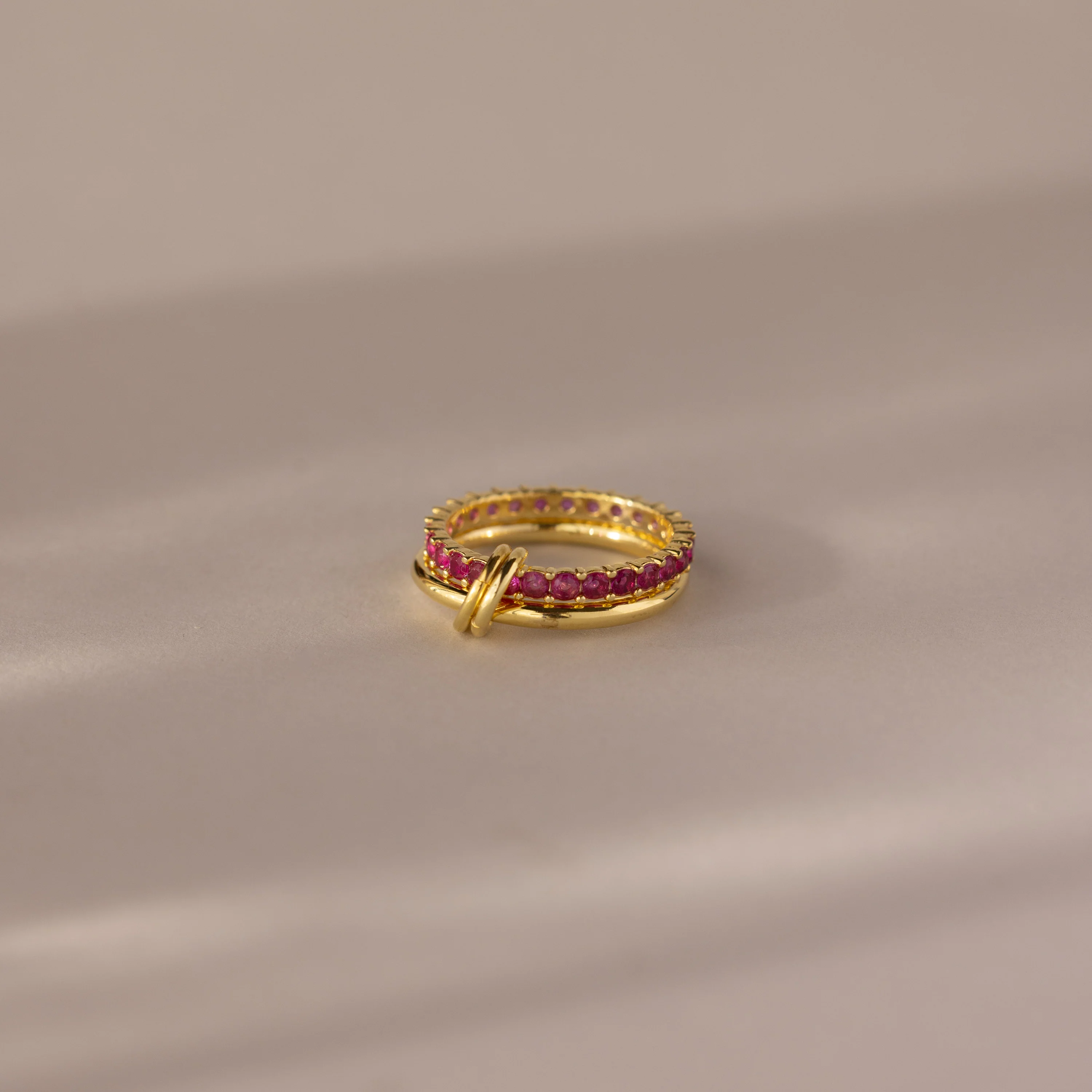 Duo Ruby Tennis Linked Ring Set