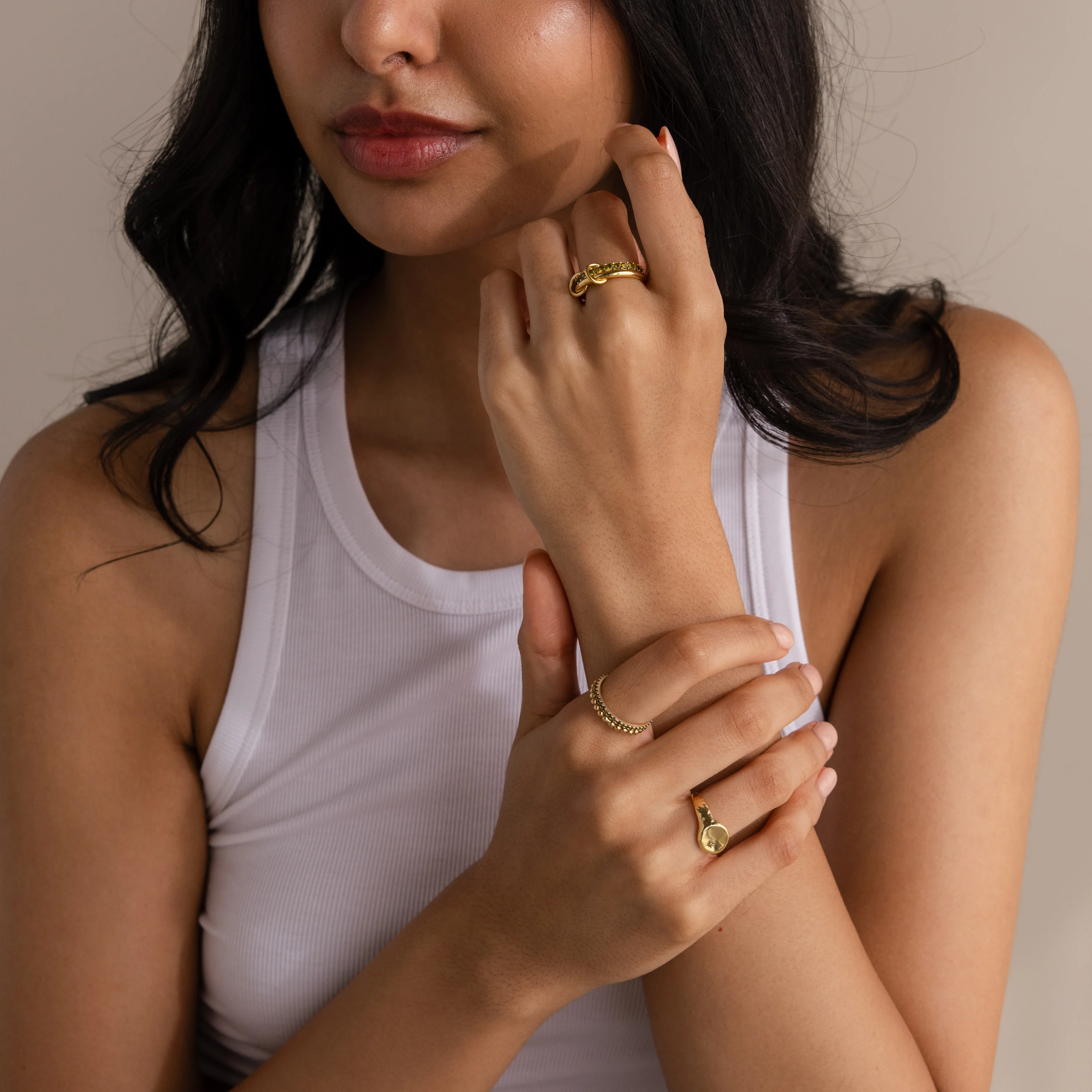 Duo Opal Tennis Linked Ring Set - Image 4