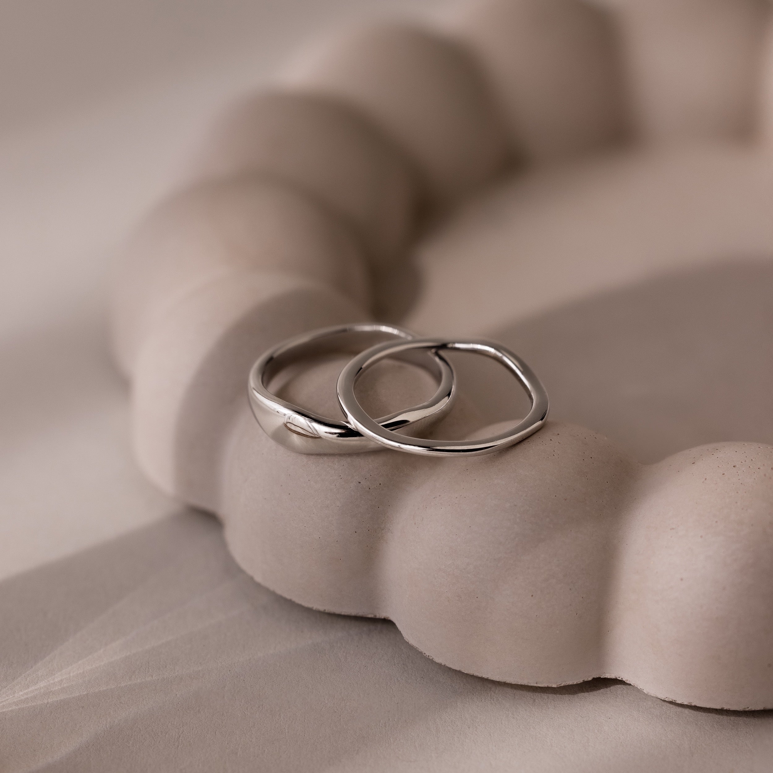 Duo Form Ring Set in Silver