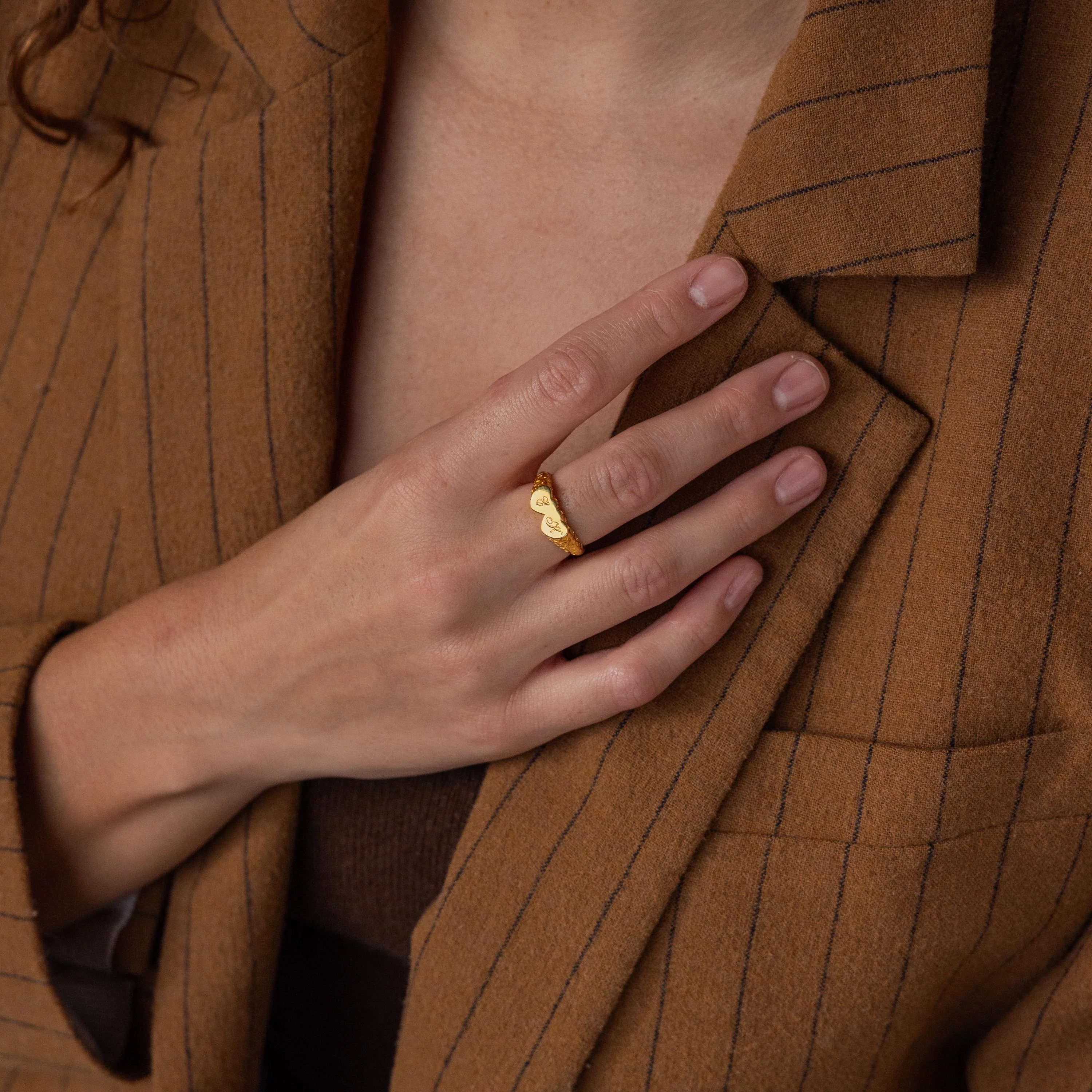 Duo Initial Heart Ring - Image 6