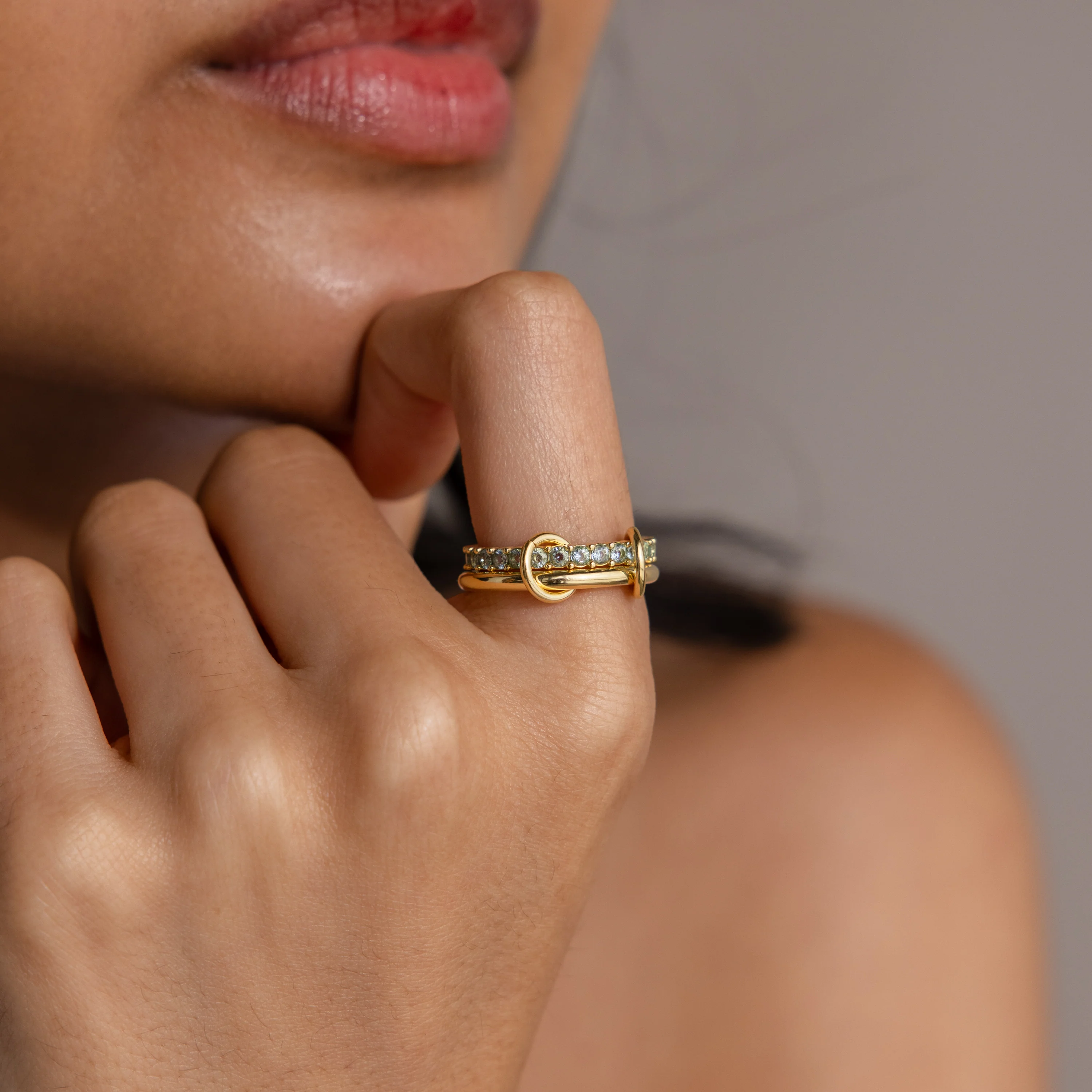 Duo Emerald Tennis Linked Ring Set - Image 2