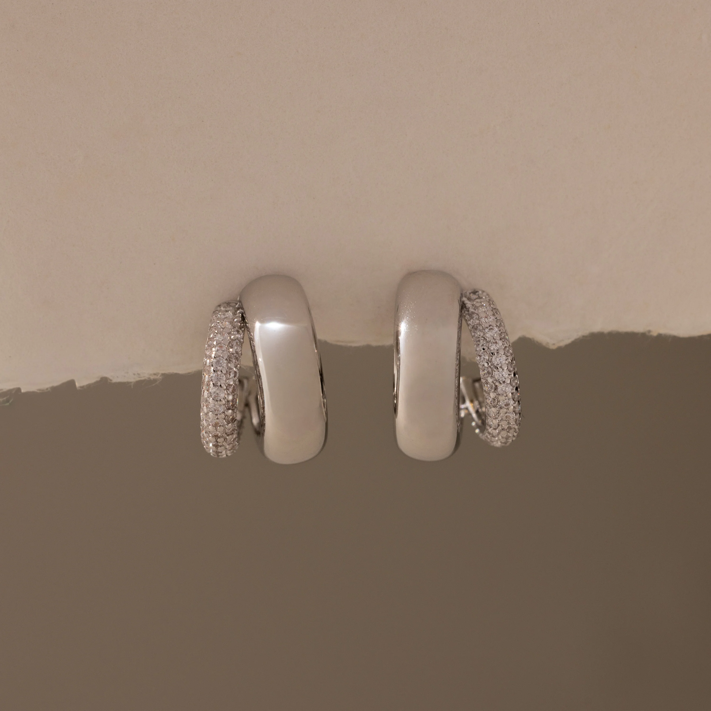 Duo Pave Dome Studs in Silver