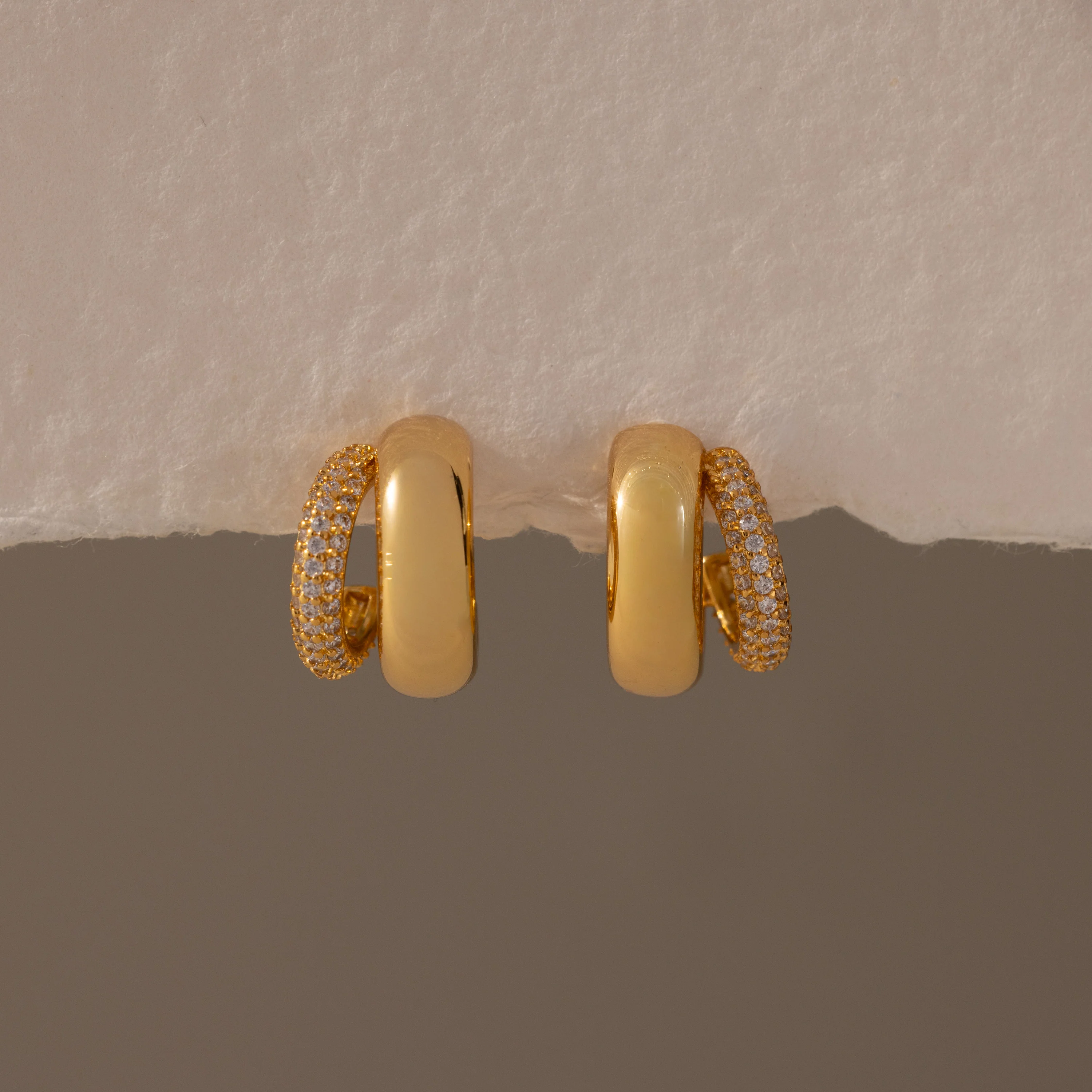 Duo Pave Dome Studs in 18K Gold