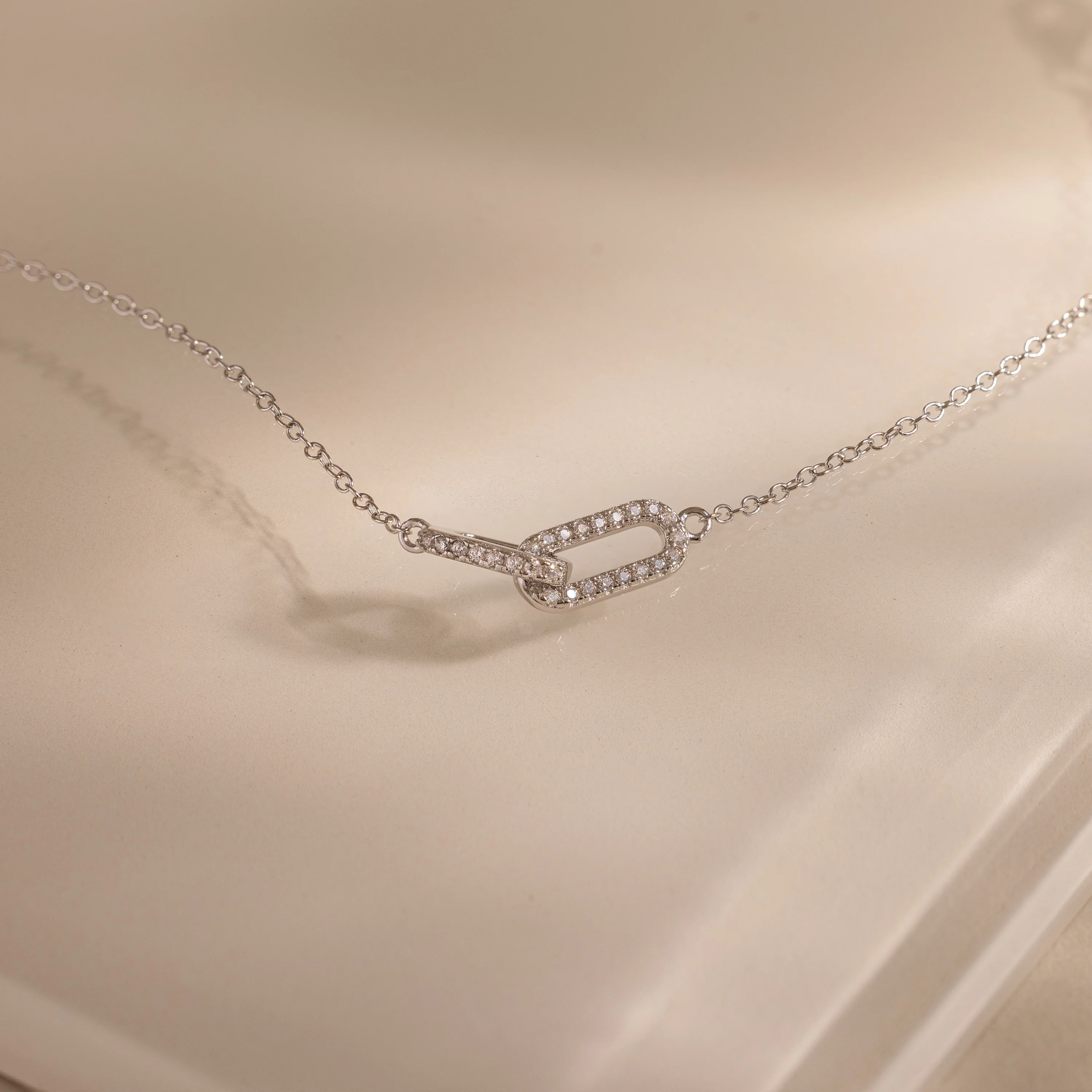 Duo Pave Link Pendant Bracelet in Silver - Image 3