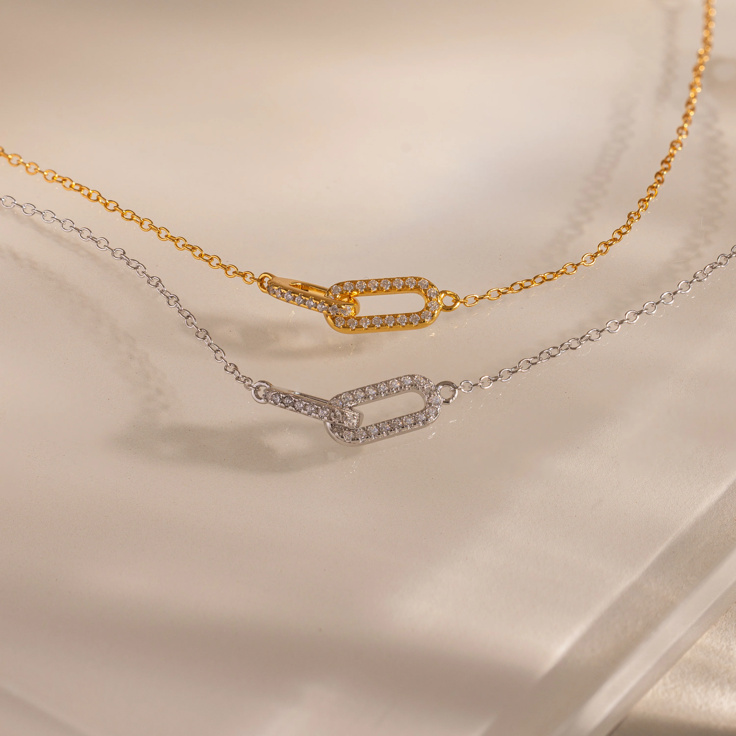 Duo Pave Link Pendant Bracelet in Silver - Image 5
