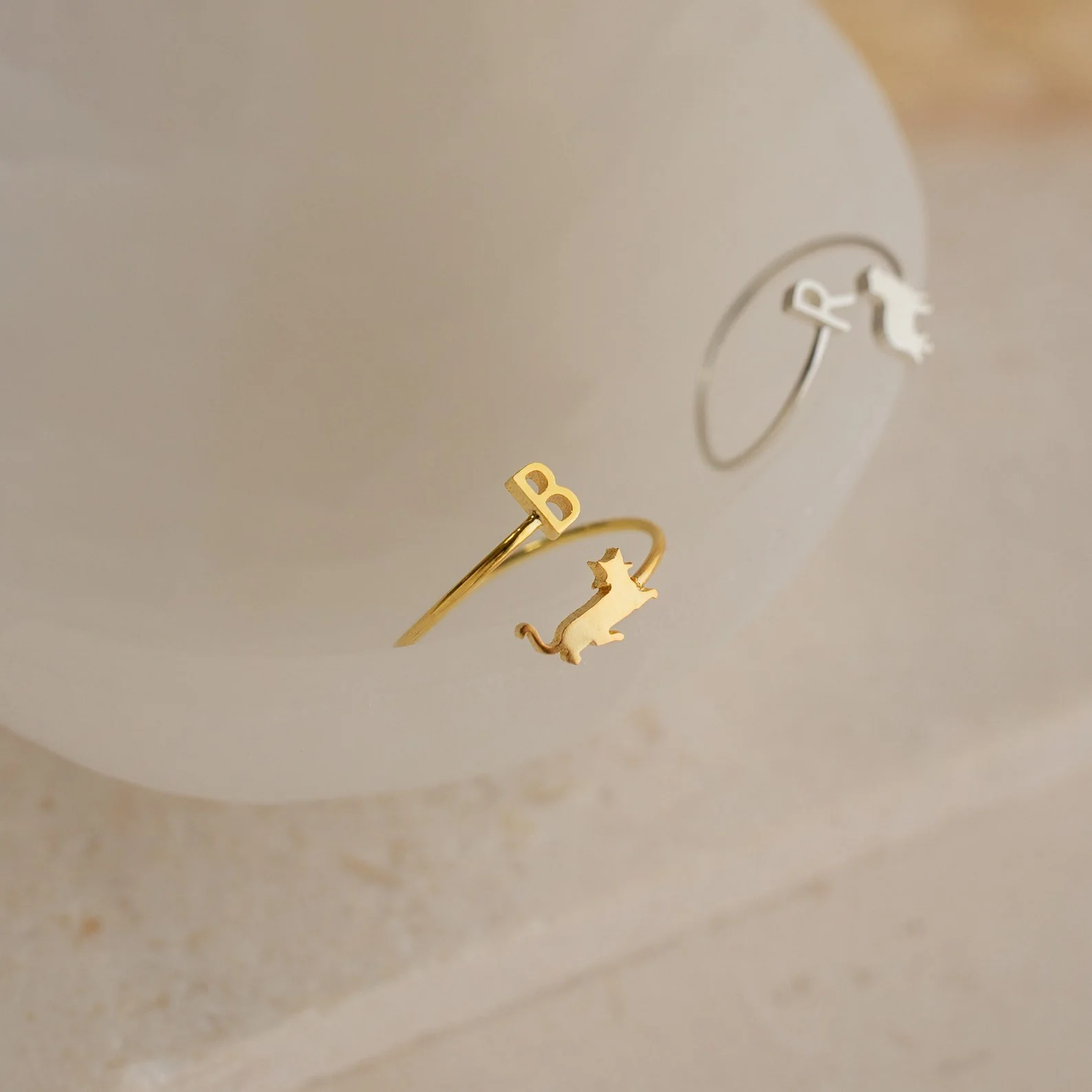 Duo Pet Initial Wrap Ring in 18K Gold - Image 3