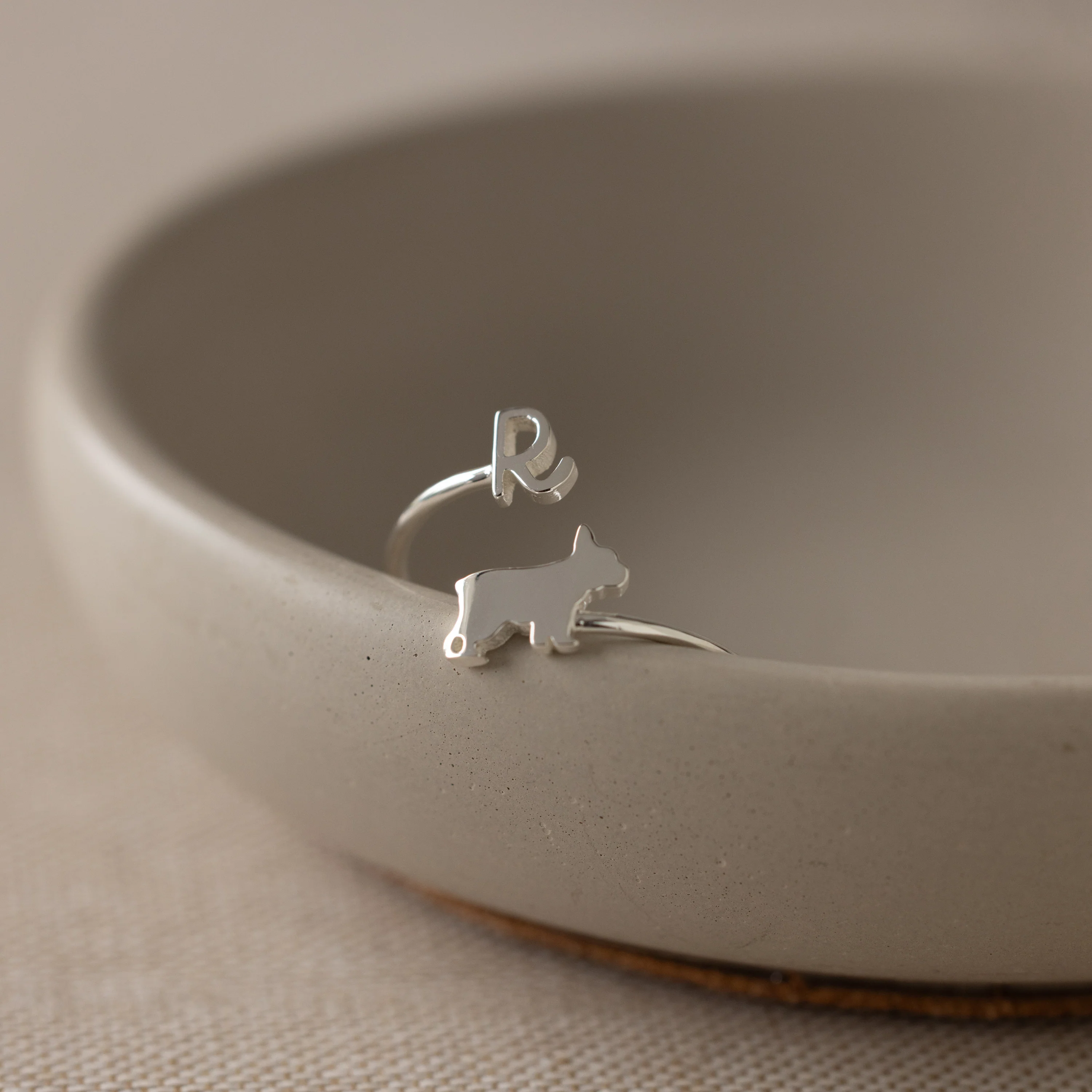 Duo Pet Initial Wrap Ring in Silver - Image 3