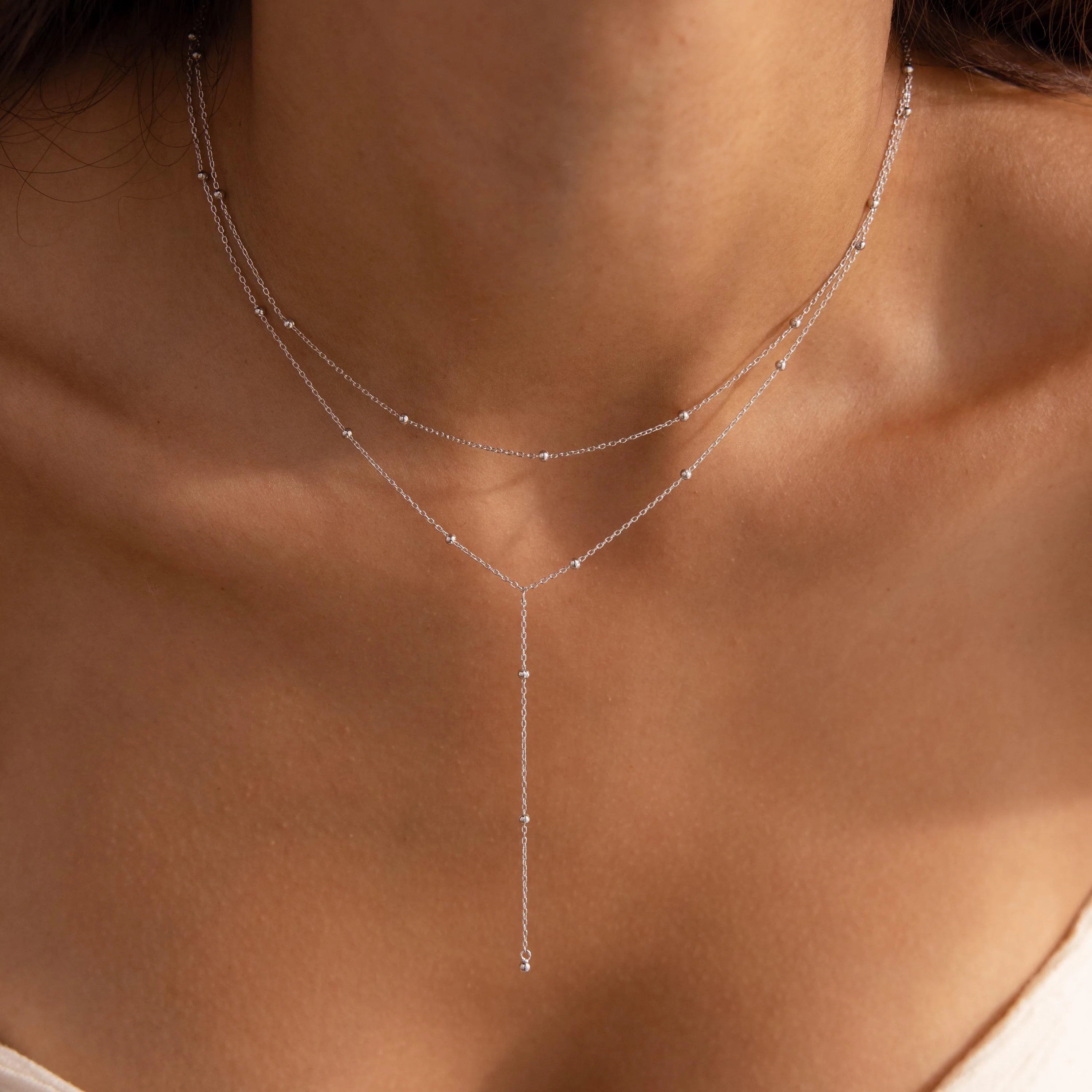 Duo Satellite Lariat Necklace - Image 3