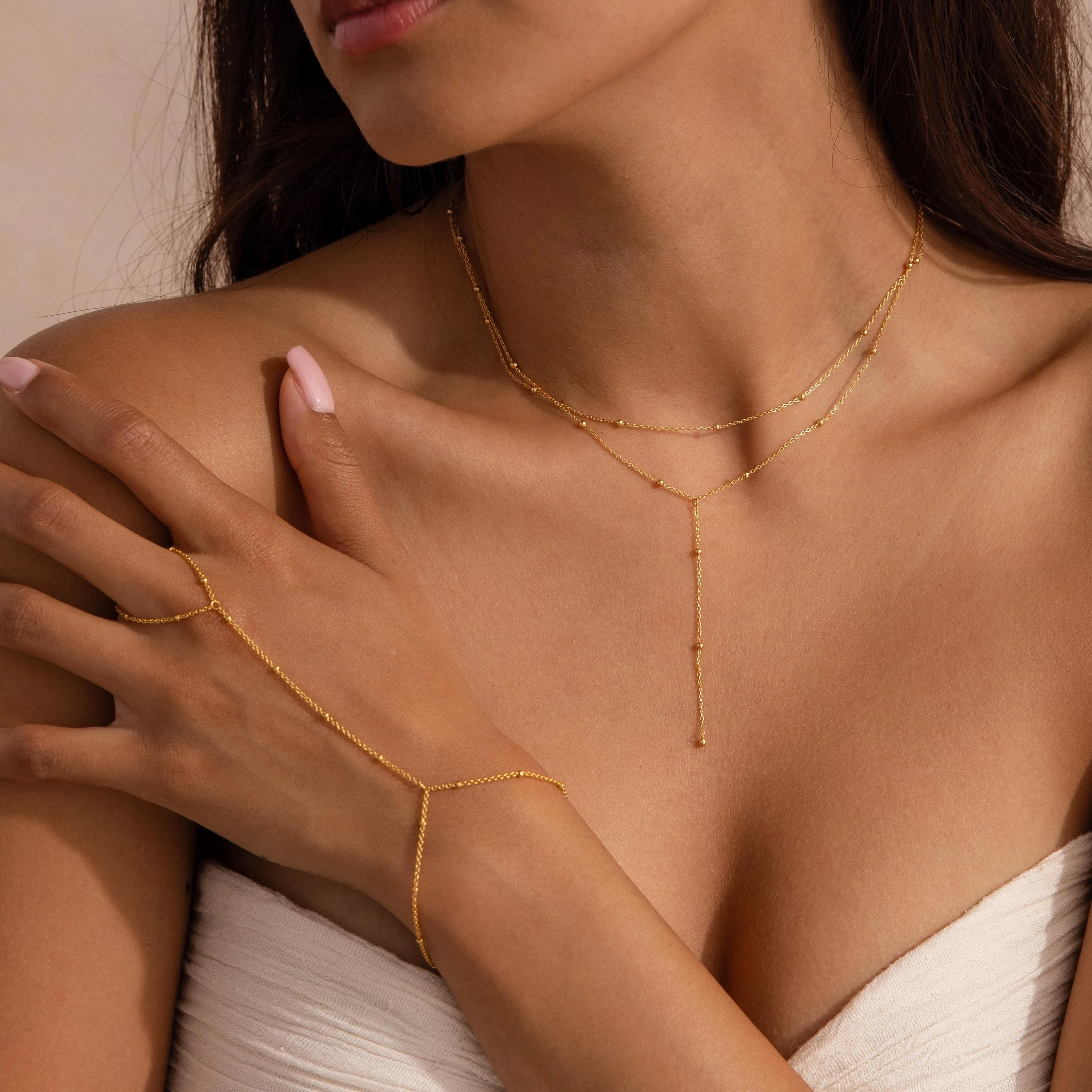 Duo Satellite Lariat Necklace - Image 7