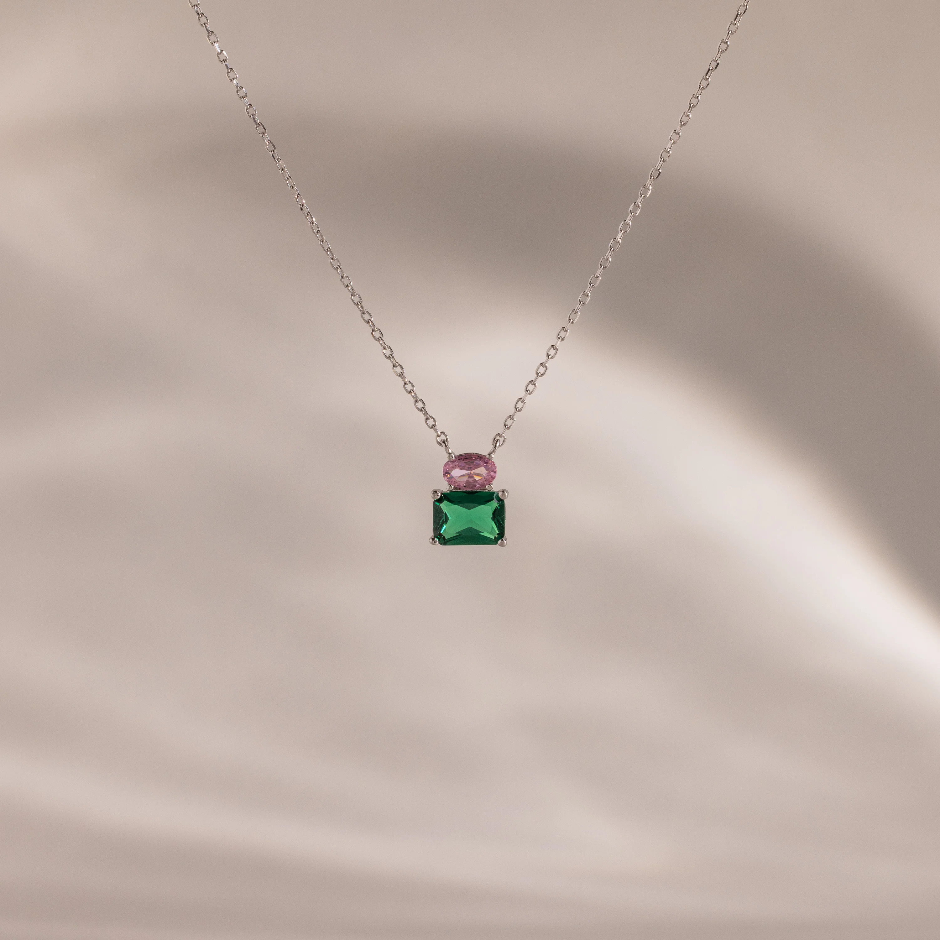Emerald Bloom Necklace in Silver