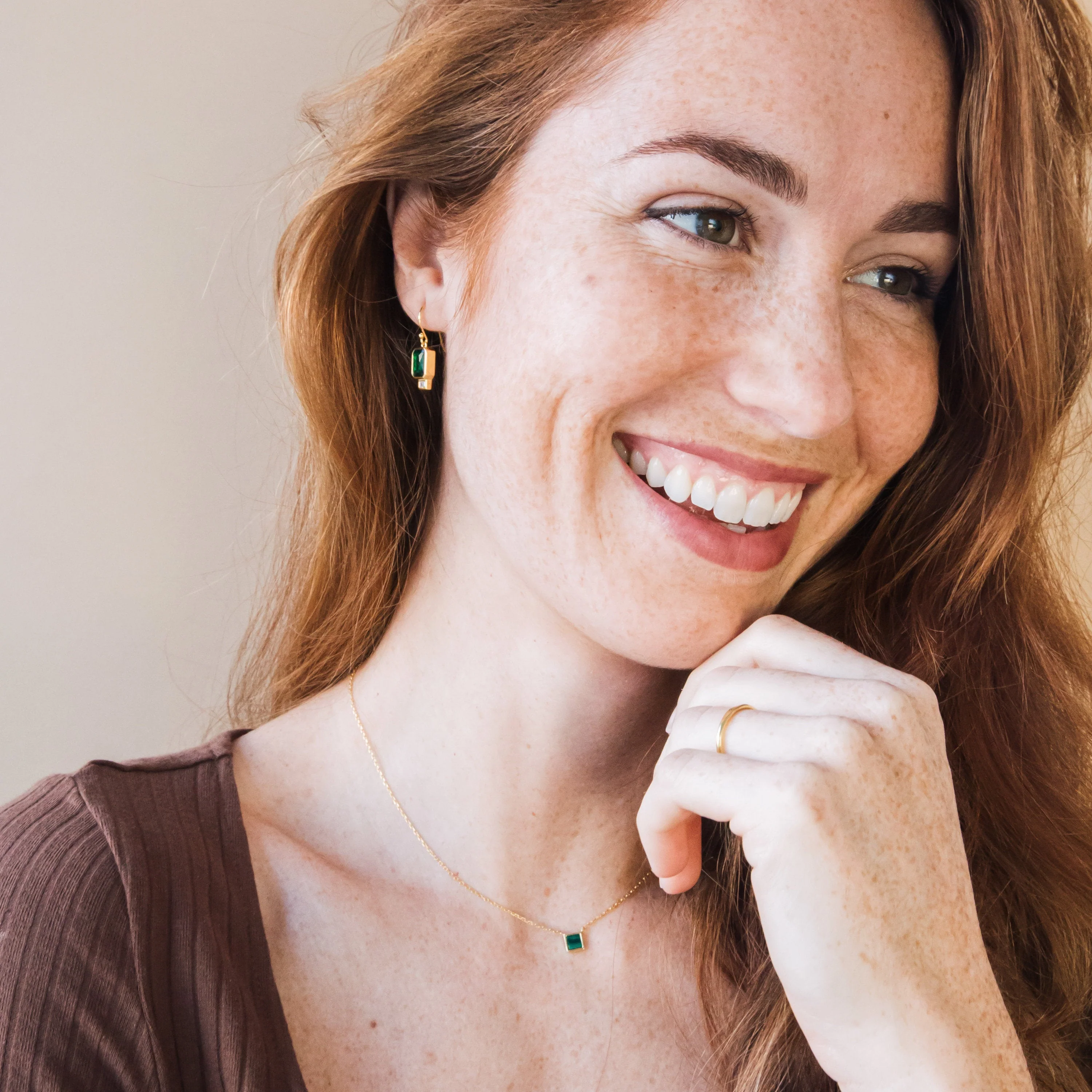 Emerald Drop Earrings - Image 3