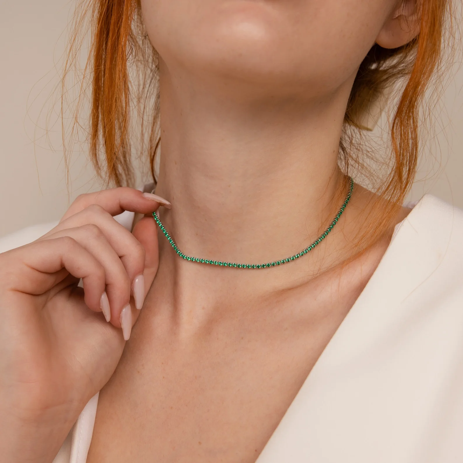 Emerald Tennis Choker Necklace - Image 8