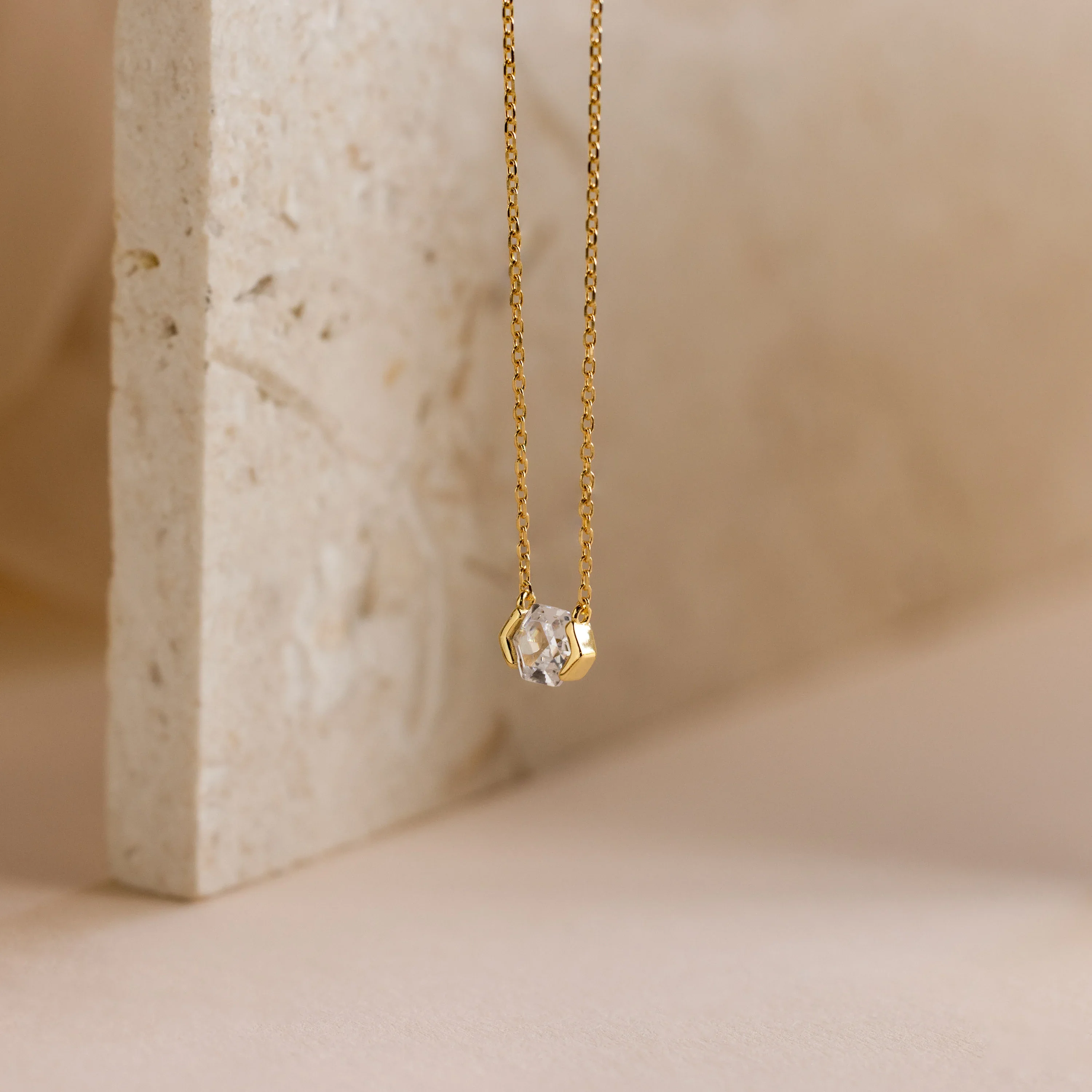 Encased Hexagon Diamond Necklace - Image 2
