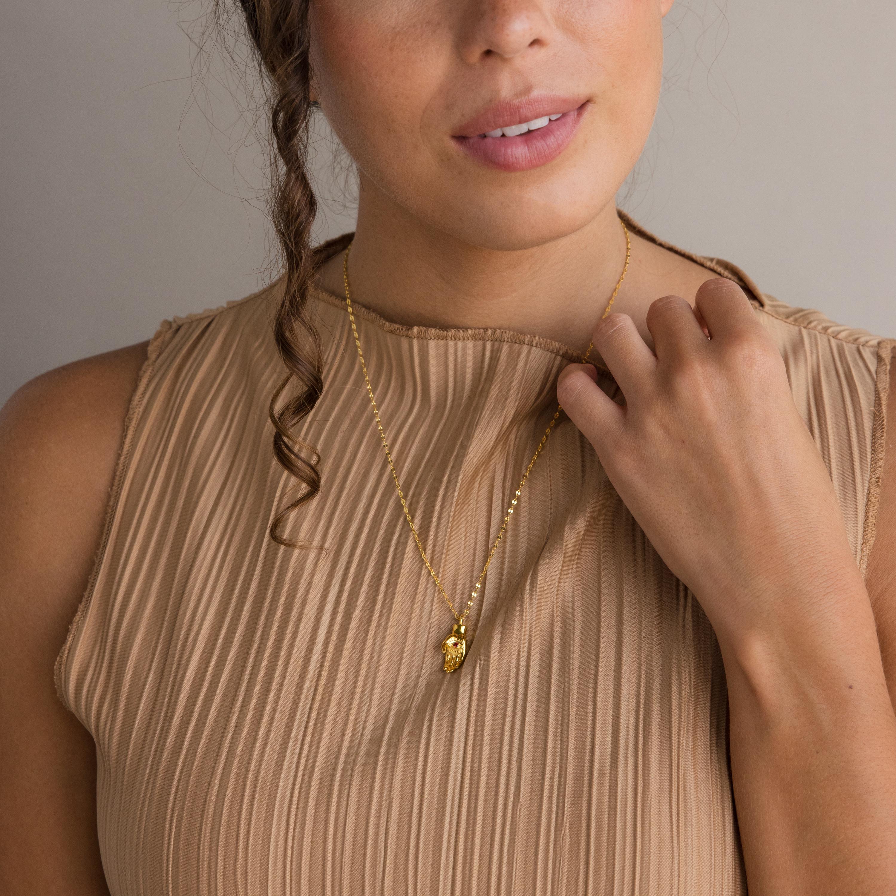 Evil Eye Birthstone Hand Necklace - Image 5