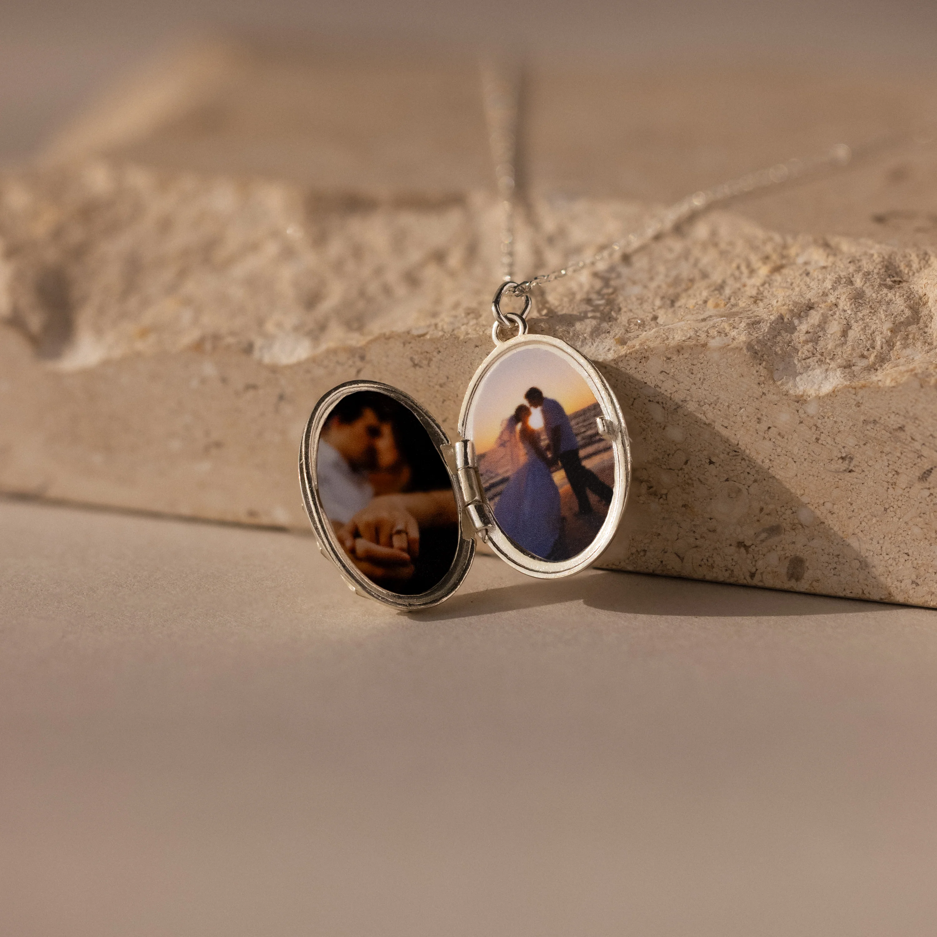 Floral Handwriting Locket Necklace in Silver - Image 3