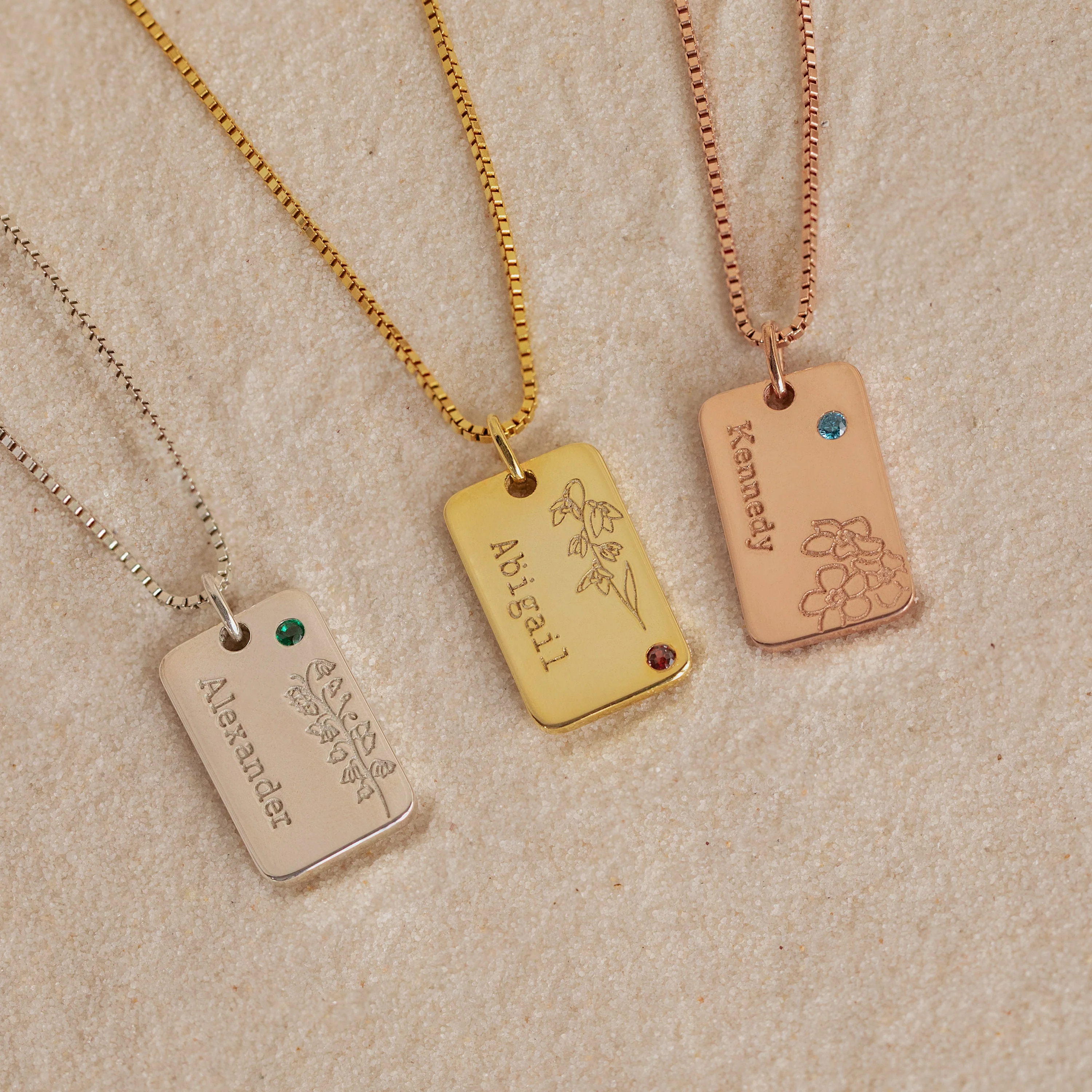 Floral Name Birthstone Necklace - Image 6