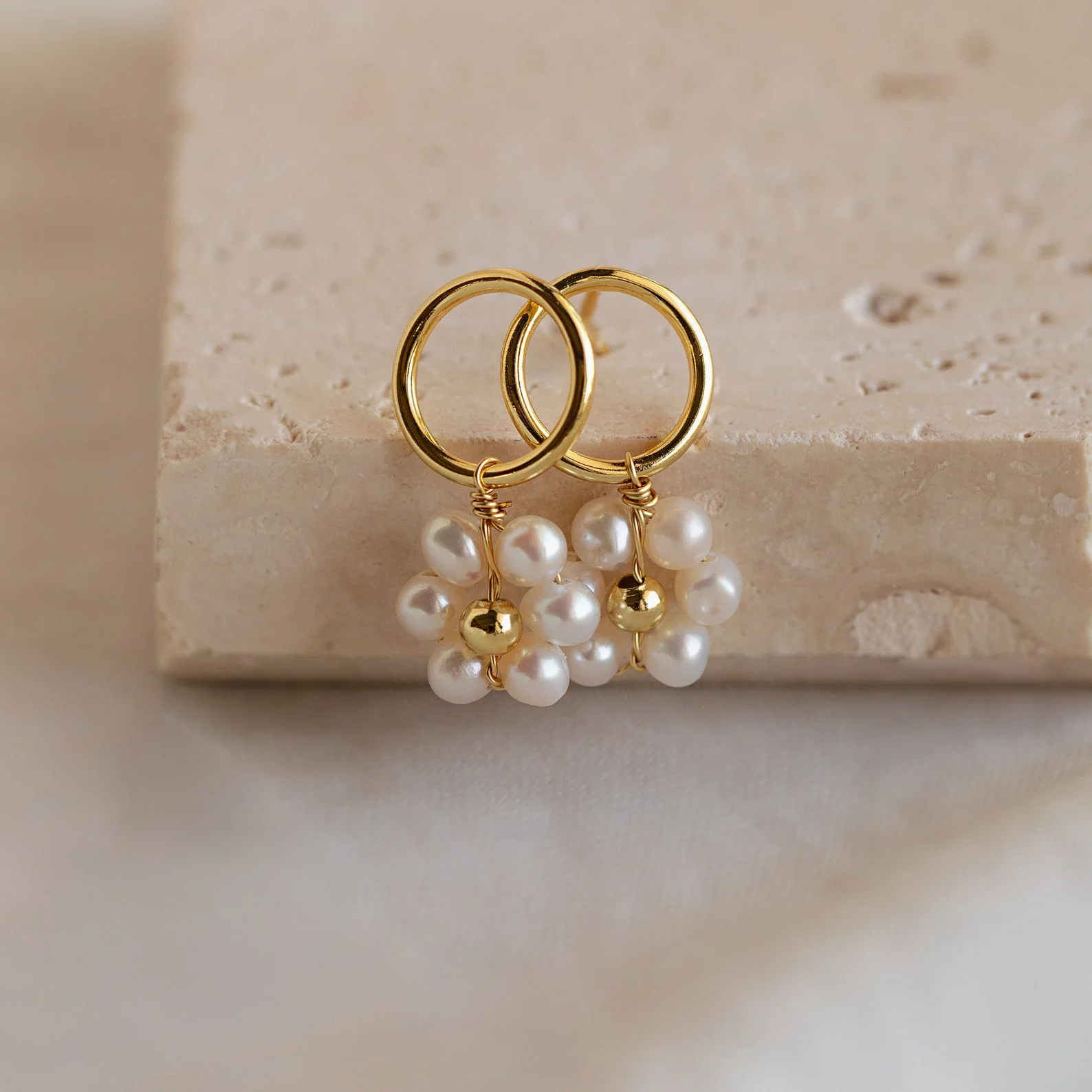 Flower Pearl Drop Earrings - Image 7