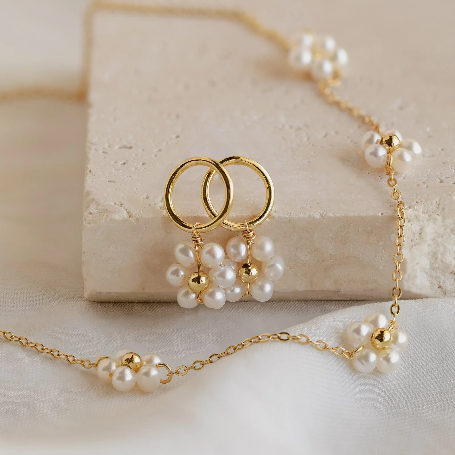 Flower Pearl Station Necklace - Image 7