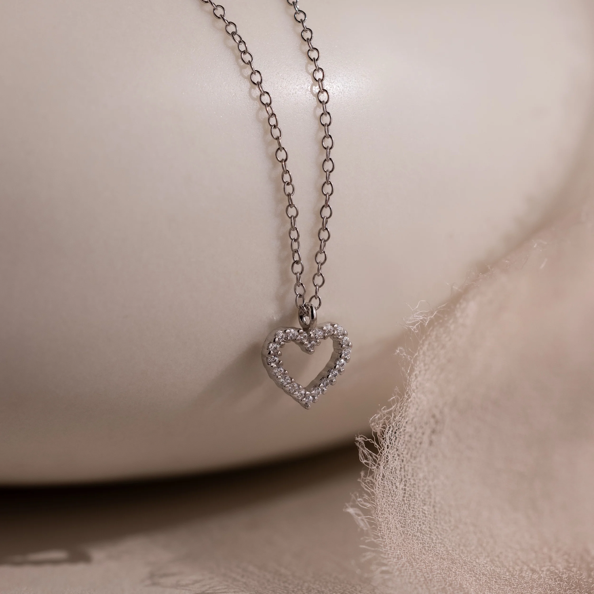Forever Pave Heart Necklace in Silver